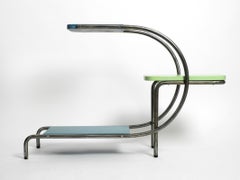 Seltener großer röhrenförmiger Stahl-Beistelltisch oder Blumenbank aus den 1930er Jahren