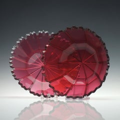Very Rare Large 19th Century Cut Red Glass Bowl and Stand, circa 1850