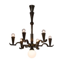 Very Rare Large Cubistic Chandelier by Franta Anyz, 1920s