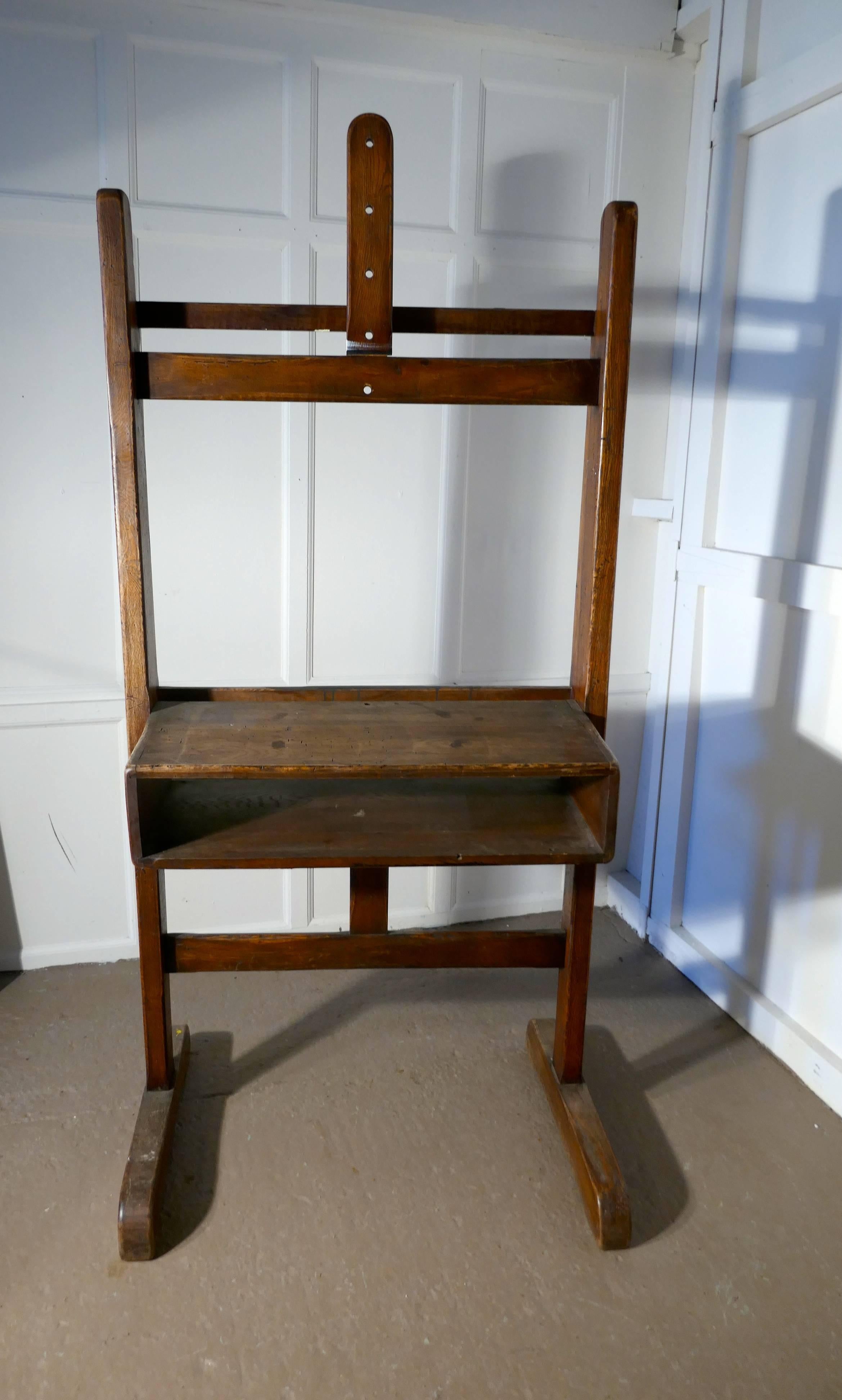 Bohemian Very Rare Large French Oak Studio Easel