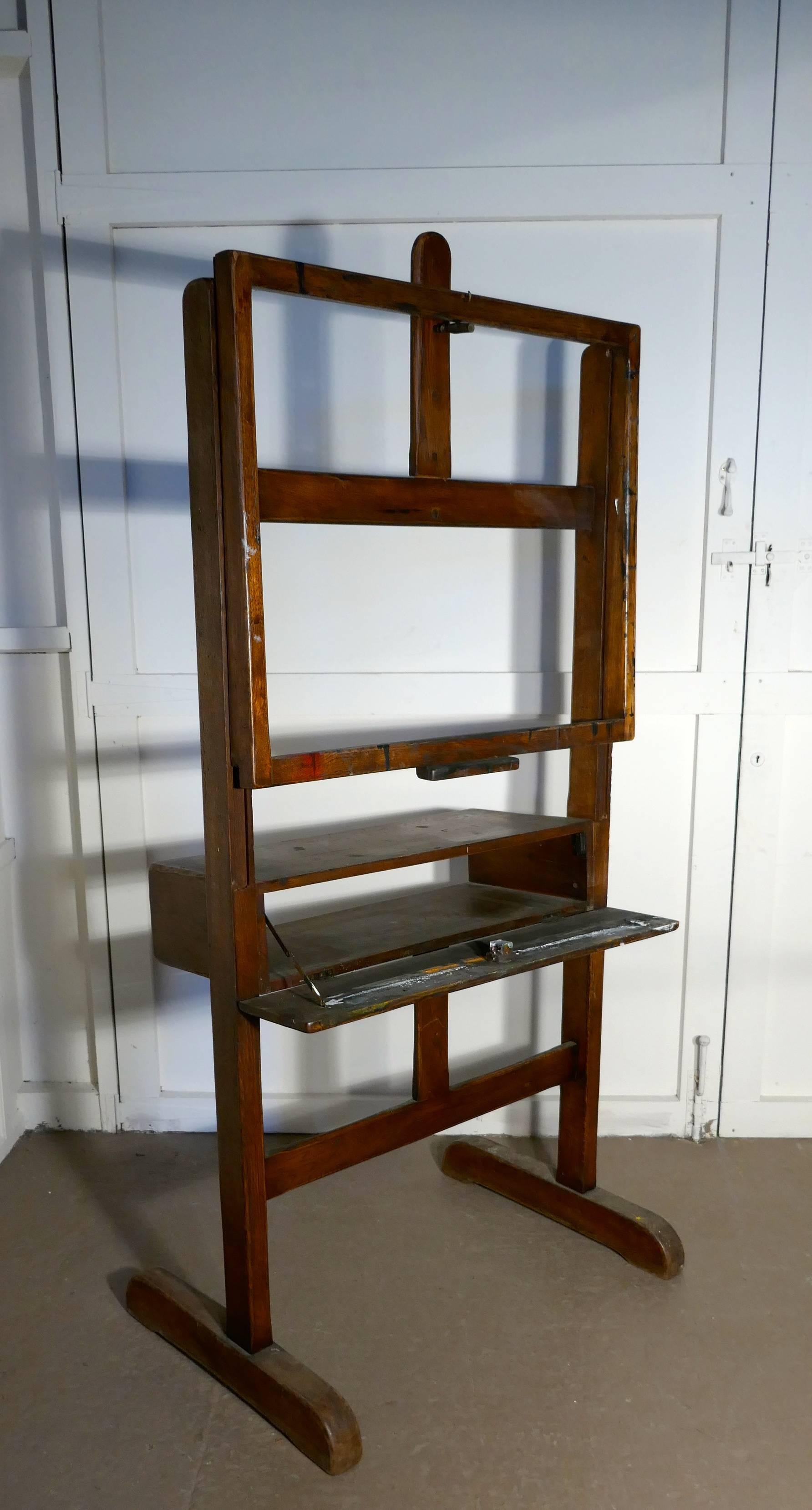 Very Rare Large French Oak Studio Easel 1