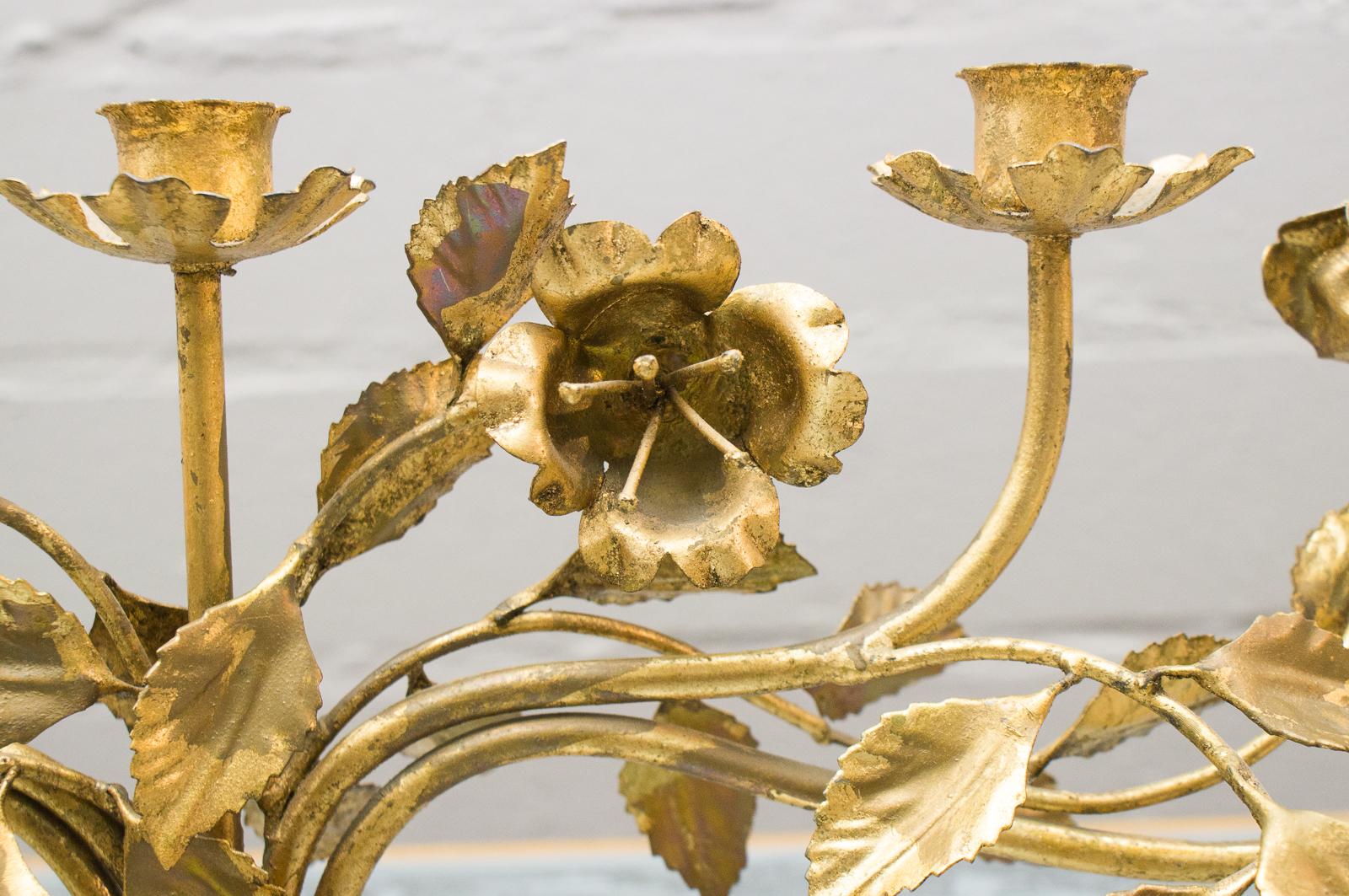 Very Rare Large Gilded Florentine Candleholder by Hans Kögl, Germany, 1960s In Good Condition In Nürnberg, Bayern