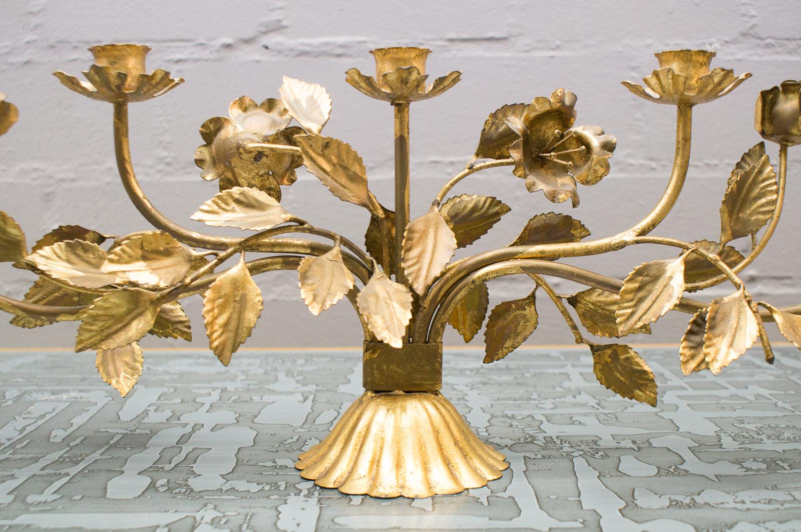 Very Rare Large Gilded Florentine Candleholder by Hans Kögl, Germany, 1960s 1