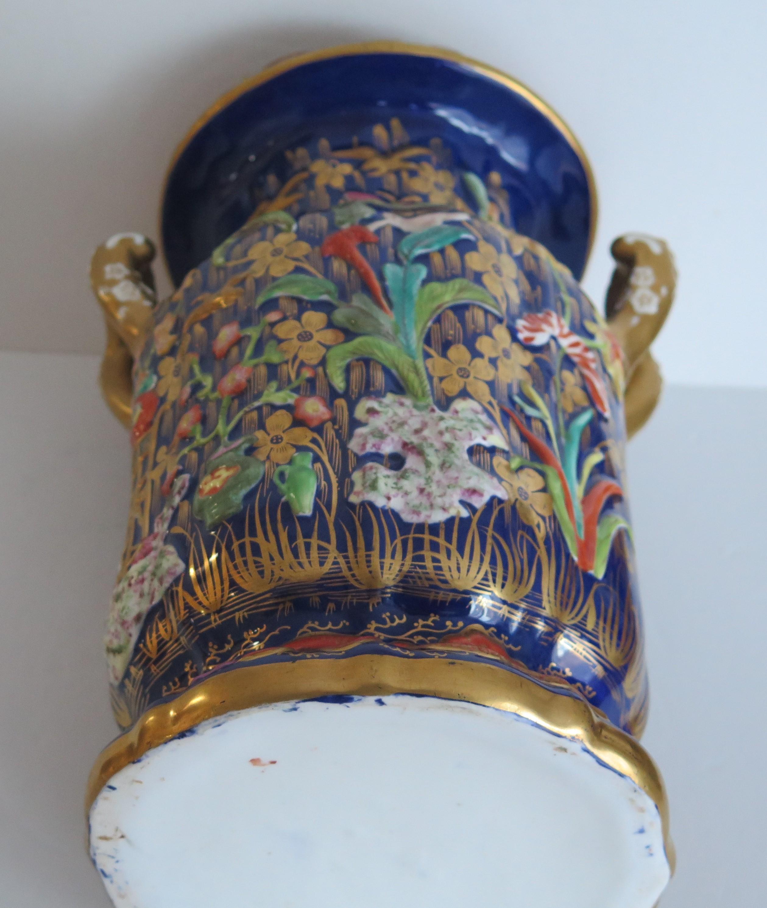 Very Large Masons Ironstone Covered Vase with rare Relief Motifs, Circa 1825 For Sale 7