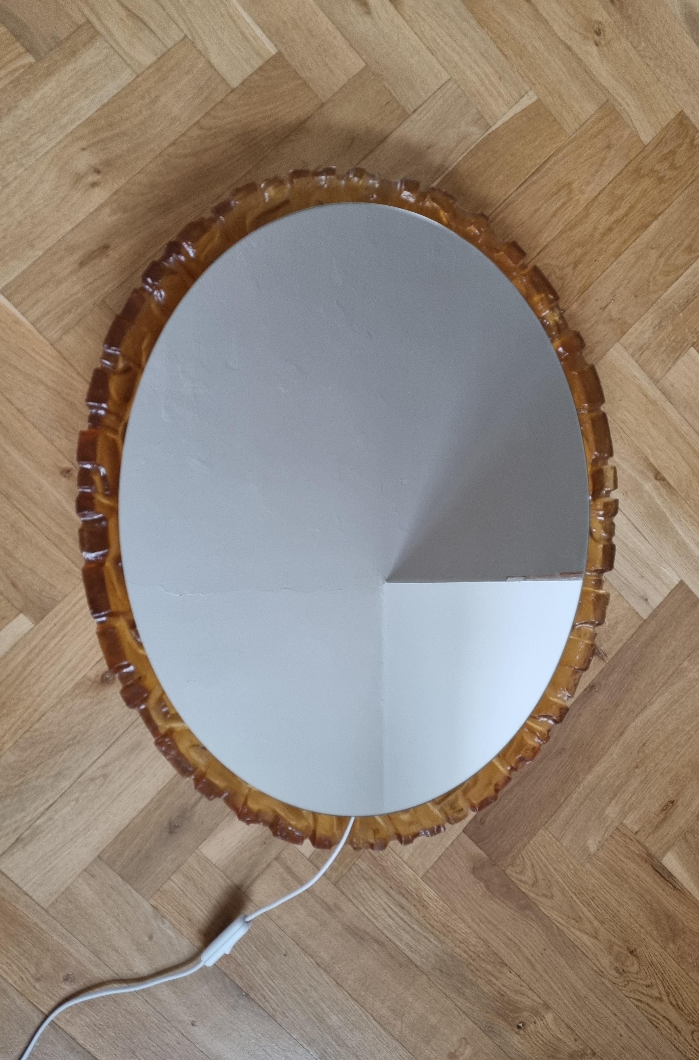 Late 20th Century Very Rare Large Midcentury Backlit Mirror Hillebrand, 1970s For Sale
