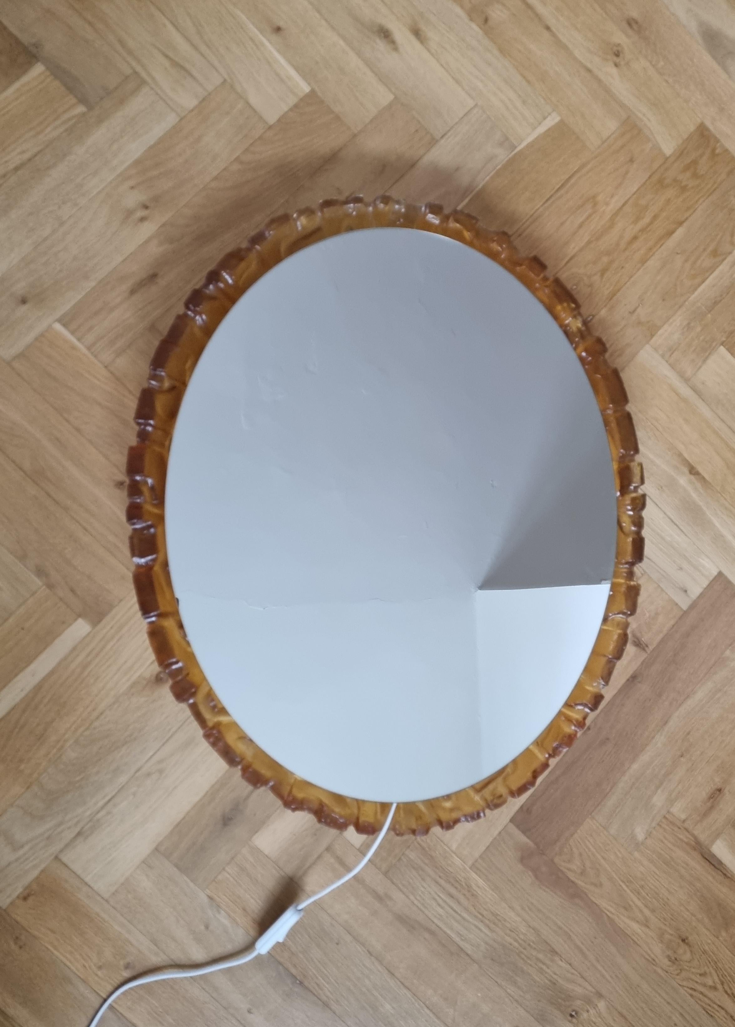 Very Rare Large Midcentury Backlit Mirror Hillebrand, 1970s For Sale 1