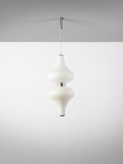 Very Rare Large Opal Glass Suspension Light by Stilnovo 1960's