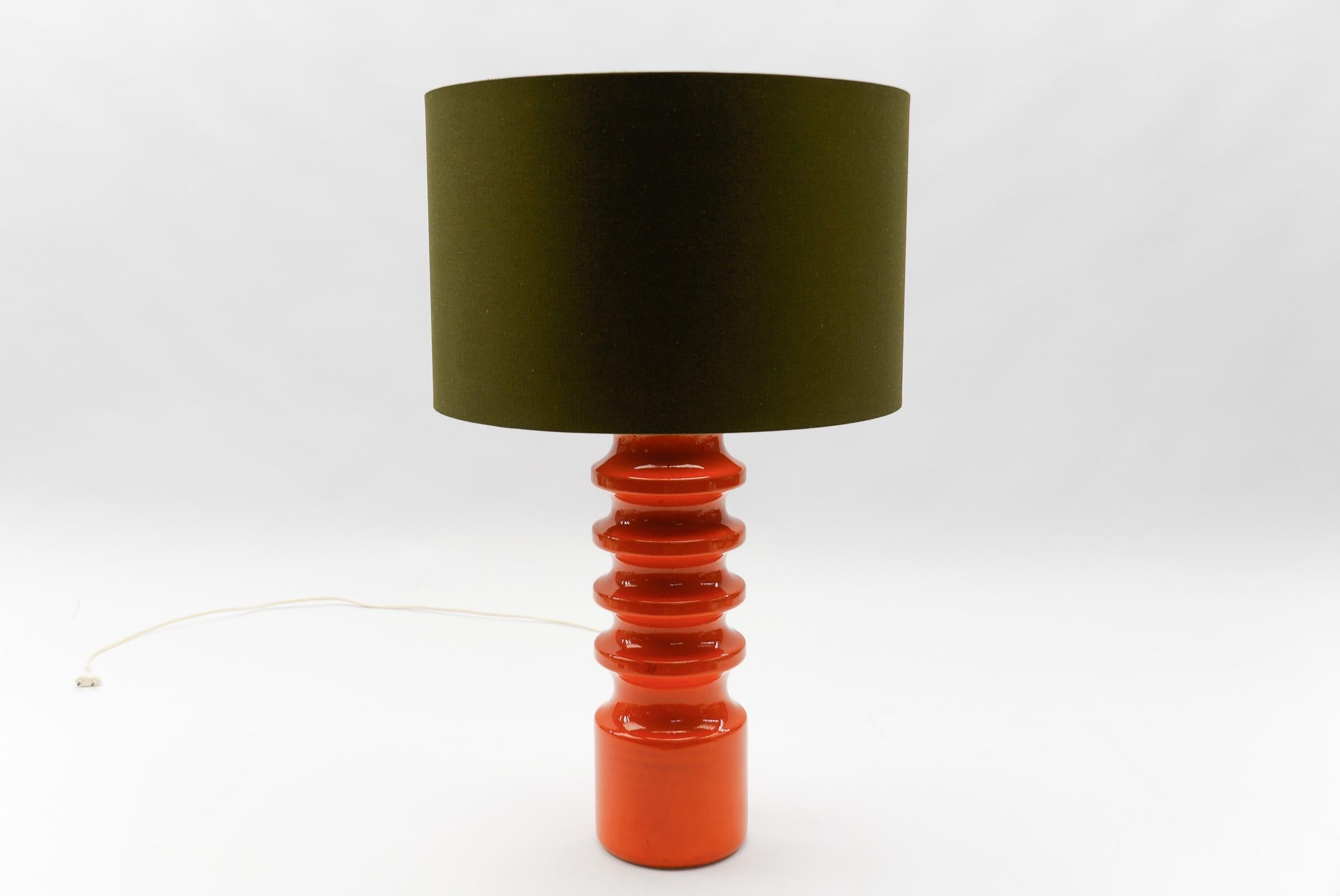 Space Age Very Rare Large Orange Ceramic Table Lamp Base, Italy 1960s For Sale