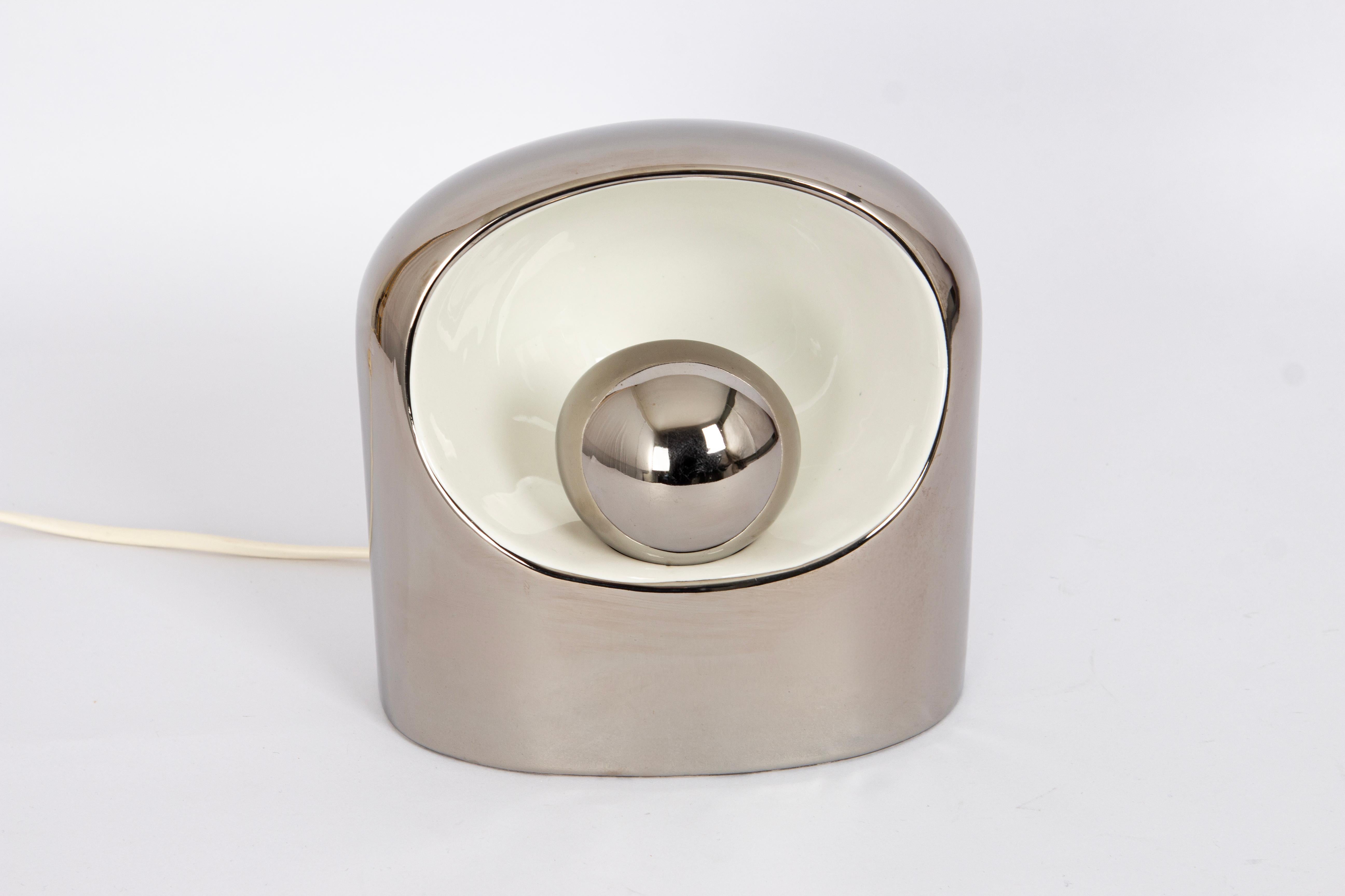 Mid-Century Modern Very Rare Large Original 1970s Philips Venezia Ceramic Table Lamp in Silver SC3