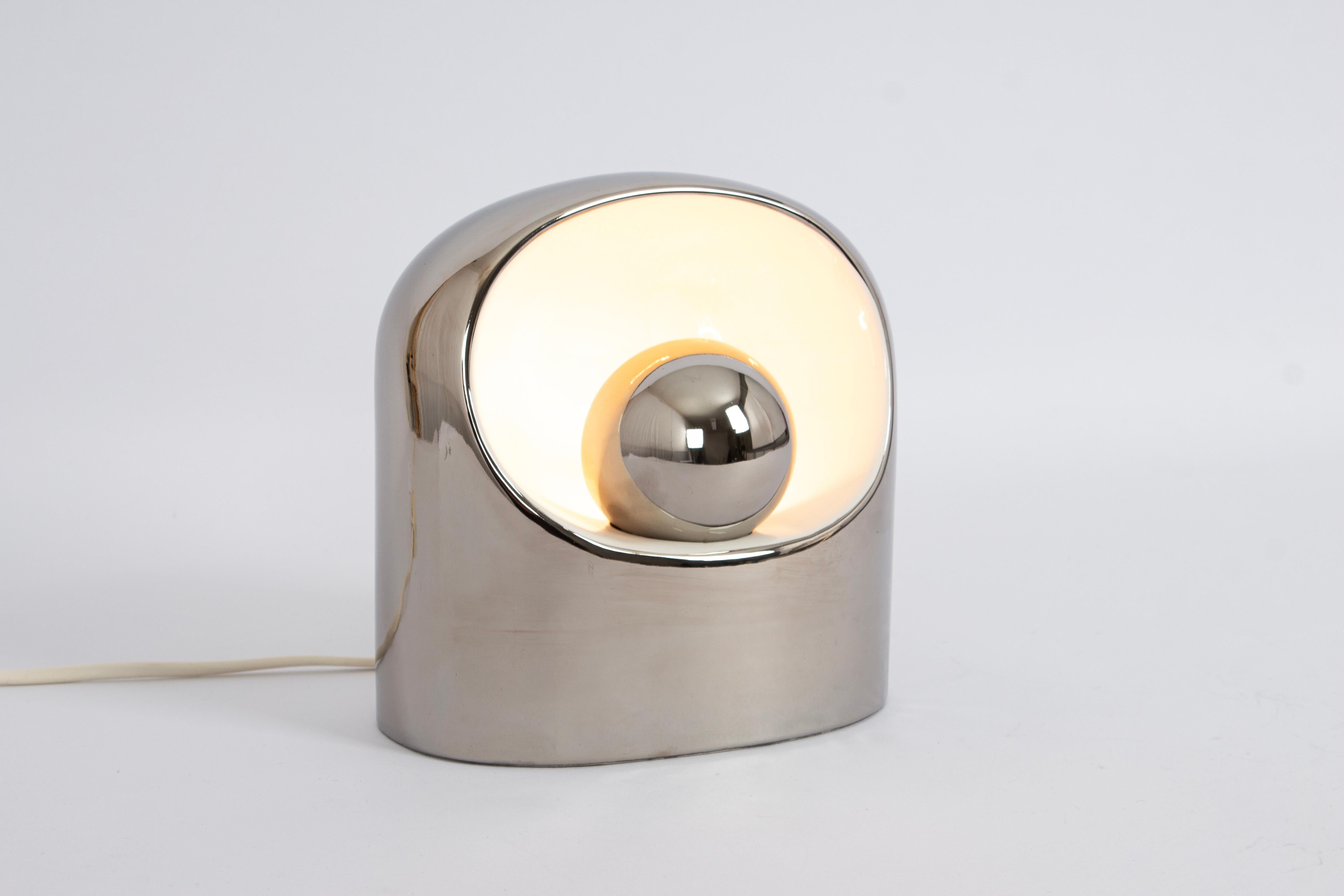 Late 20th Century Very Rare Large Original 1970s Philips Venezia Ceramic Table Lamp in Silver SC3