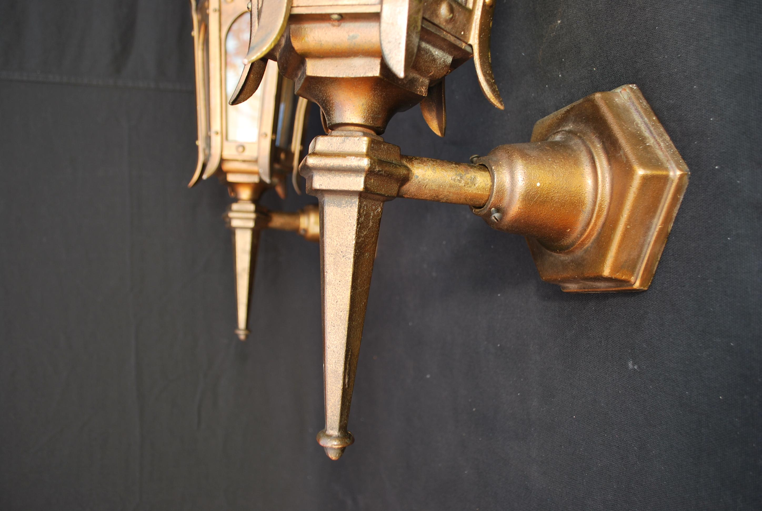 American Very Rare Large Pair of 1920s Bronze Outdoor/Indoor Sconces
