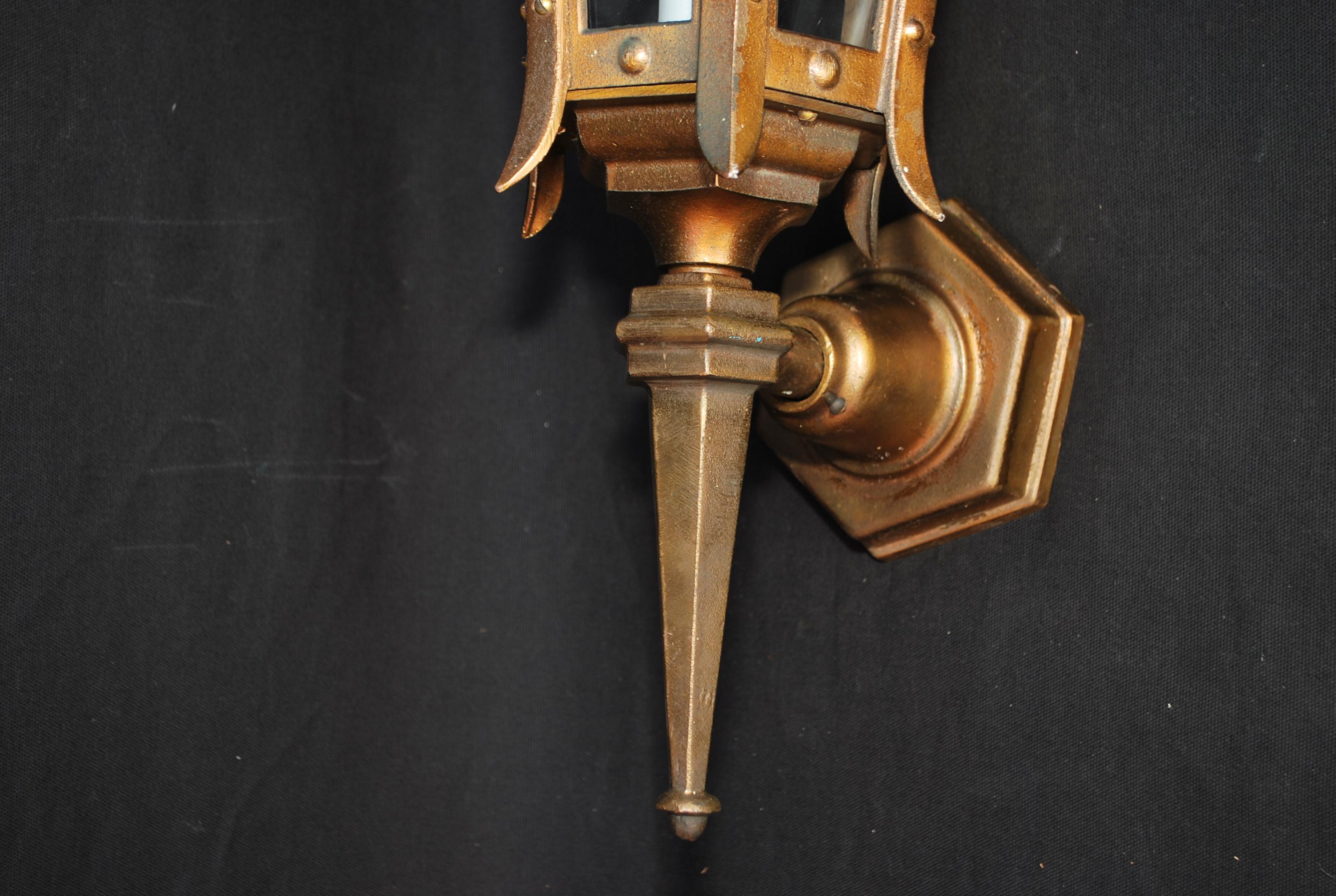 Early 20th Century Very Rare Large Pair of 1920s Bronze Outdoor/Indoor Sconces