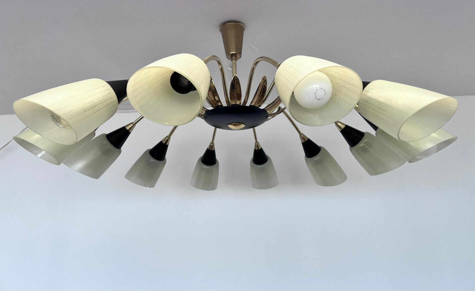 Mid-20th Century Very Rare Large Stilnovo style Chandelier, Germany, 1960s For Sale