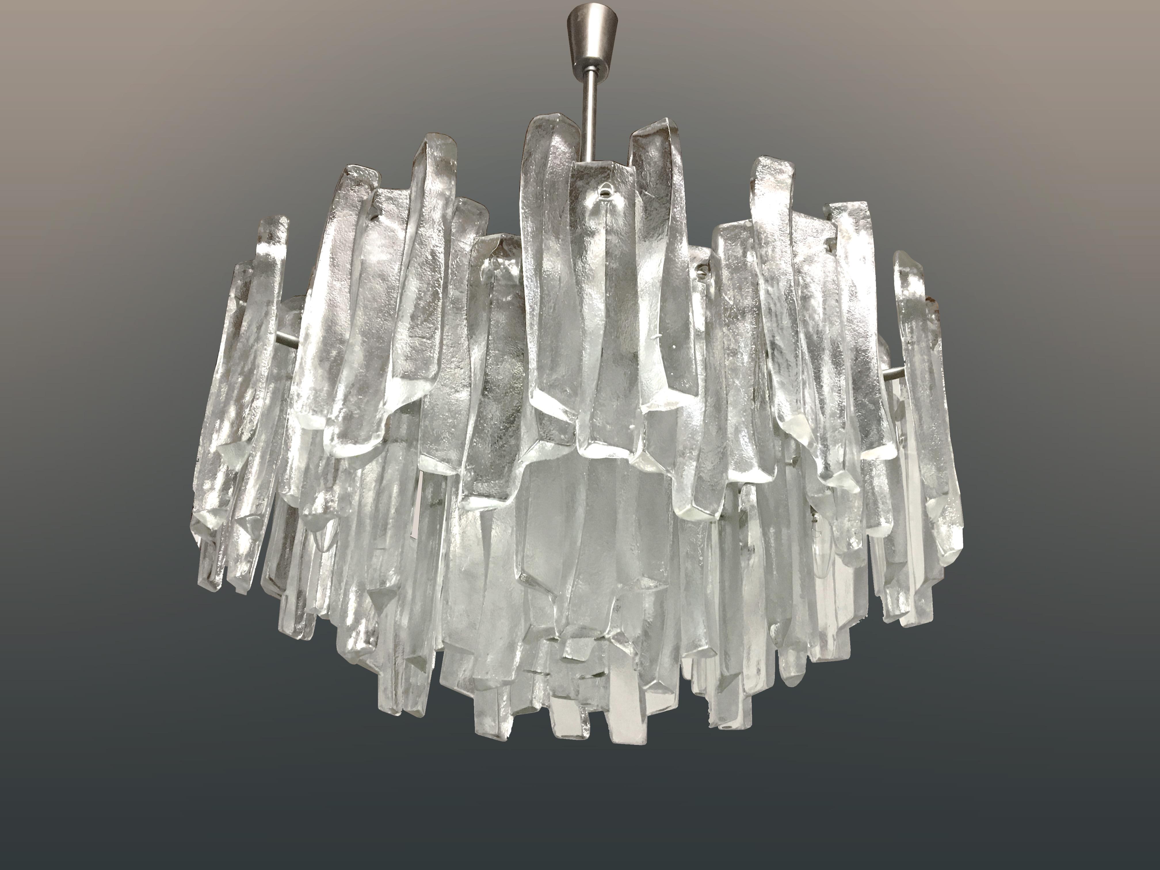 Very Rare Large Tiered Glass Chandelier by J.T. Kalmar In Excellent Condition For Sale In New York, NY