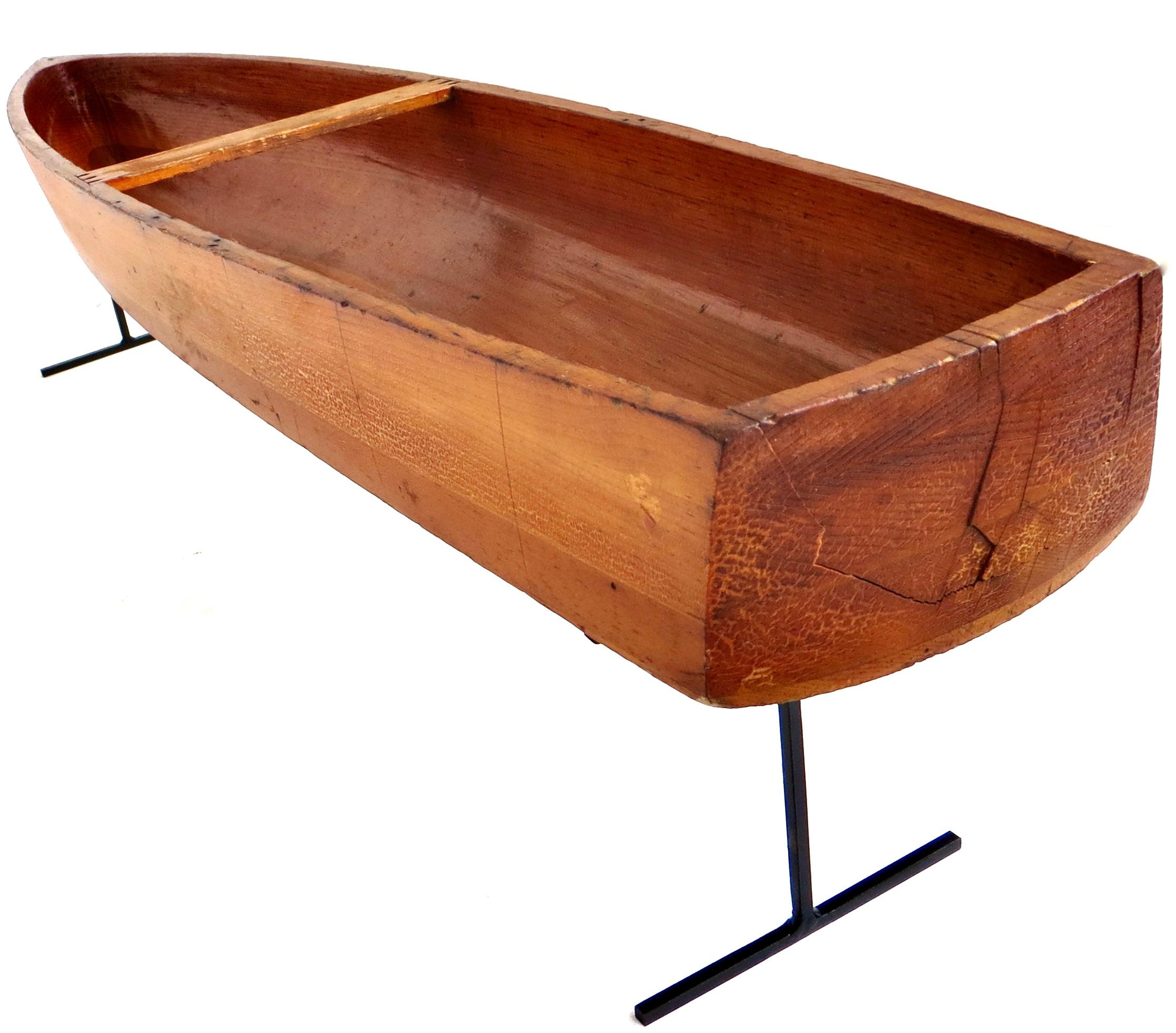 Hand-Carved Very Rare Large Victorian Hand Carved Salesman Sample Skiff Boat American C 1865 For Sale