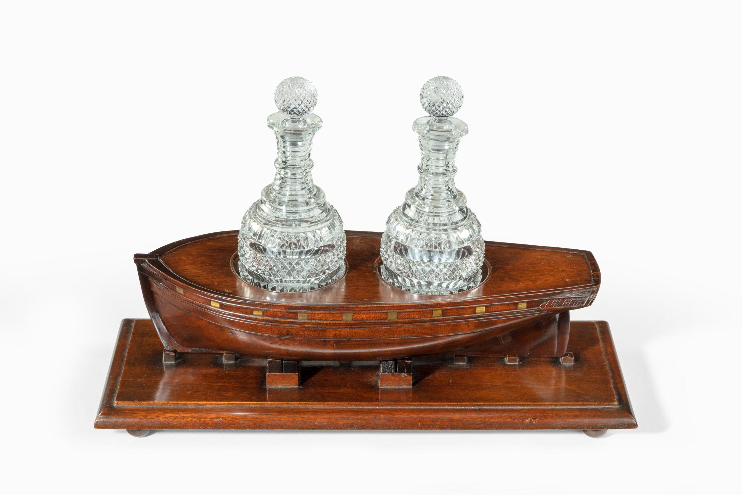 English Very Rare Late Georgian Mahogany Novelty Decanter Stand For Sale