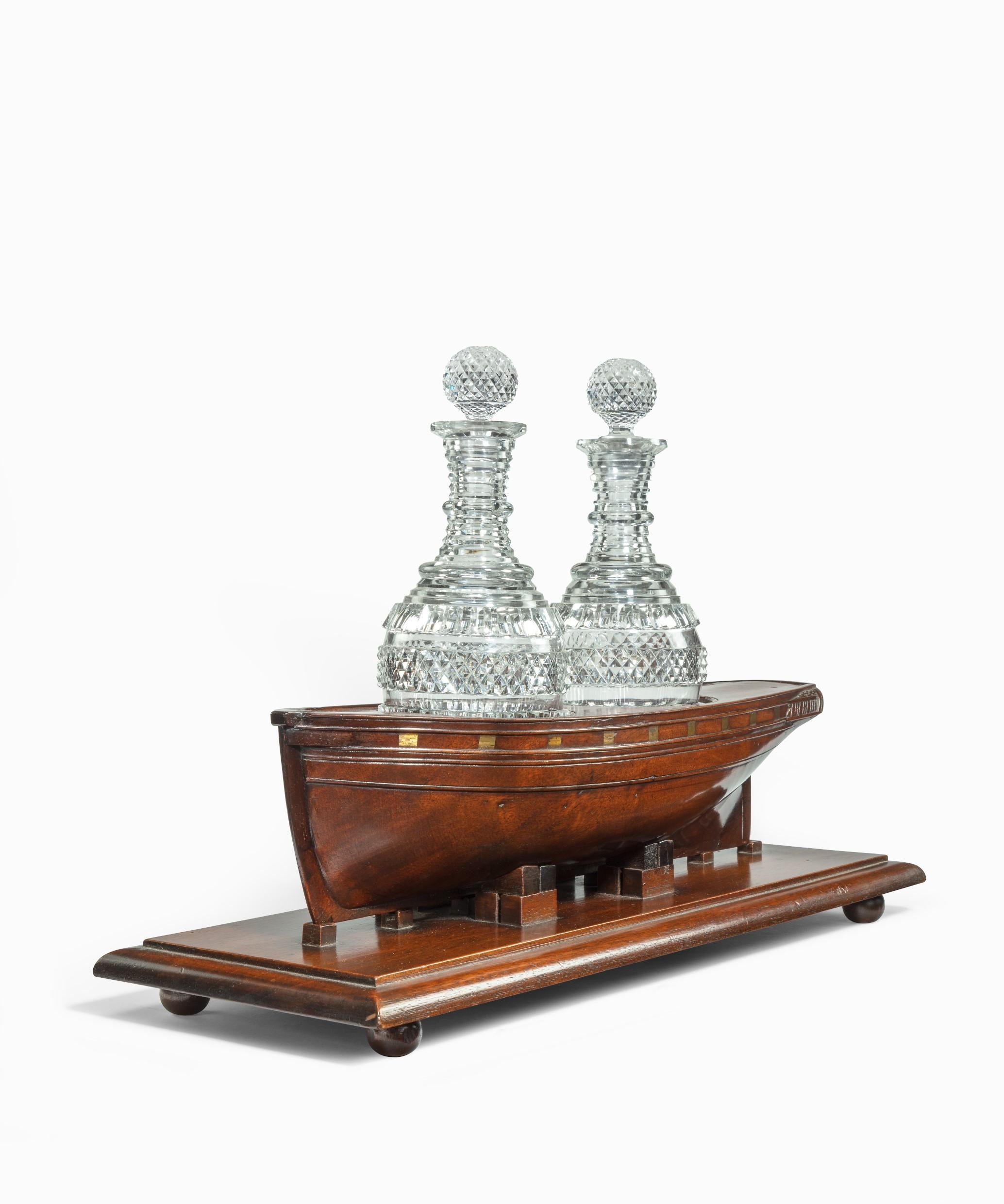 Early 19th Century Very Rare Late Georgian Mahogany Novelty Decanter Stand For Sale