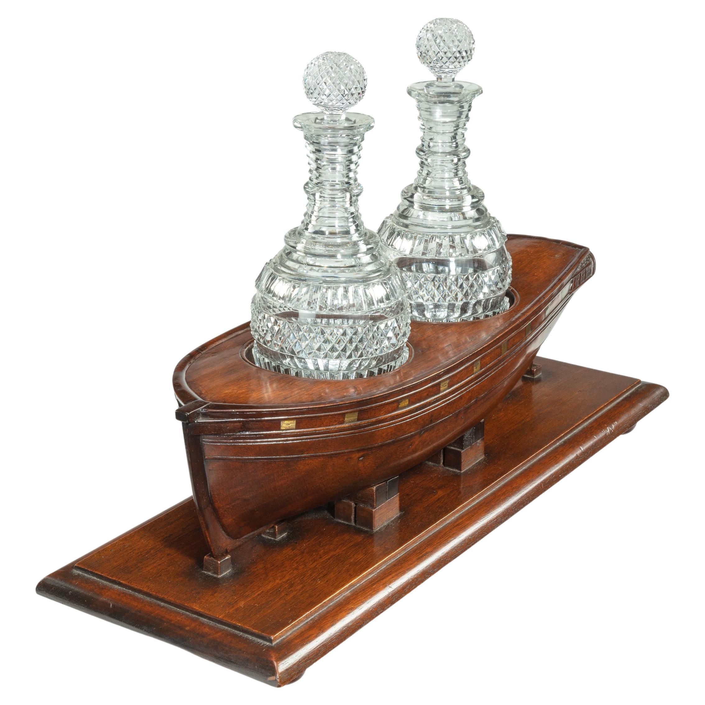 Very Rare Late Georgian Mahogany Novelty Decanter Stand For Sale