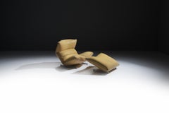 Silla y otomana Canestrari de cuero muy rara - Vittorio Varo - Canestrari