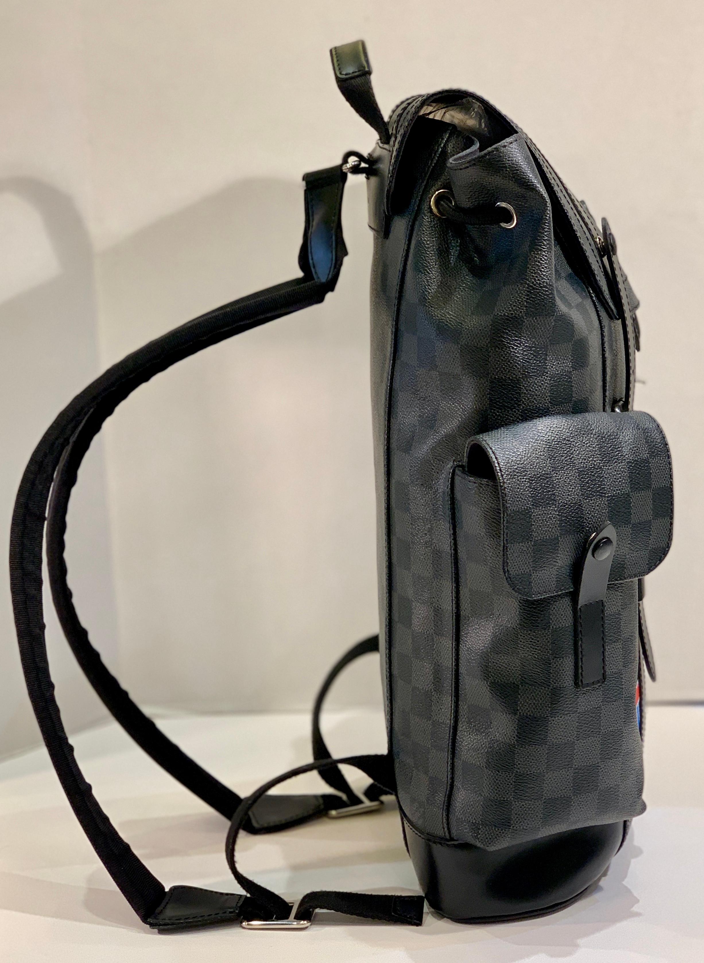 Black Very Rare Louis Vuitton Special Edition Christopher PM Damier Graphite Backpack 