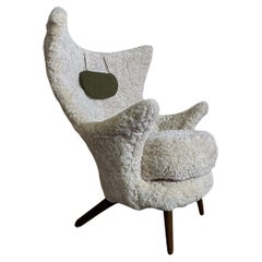 Silla de salón muy rara - Kai Bruun "Siesta" en piel de oveja