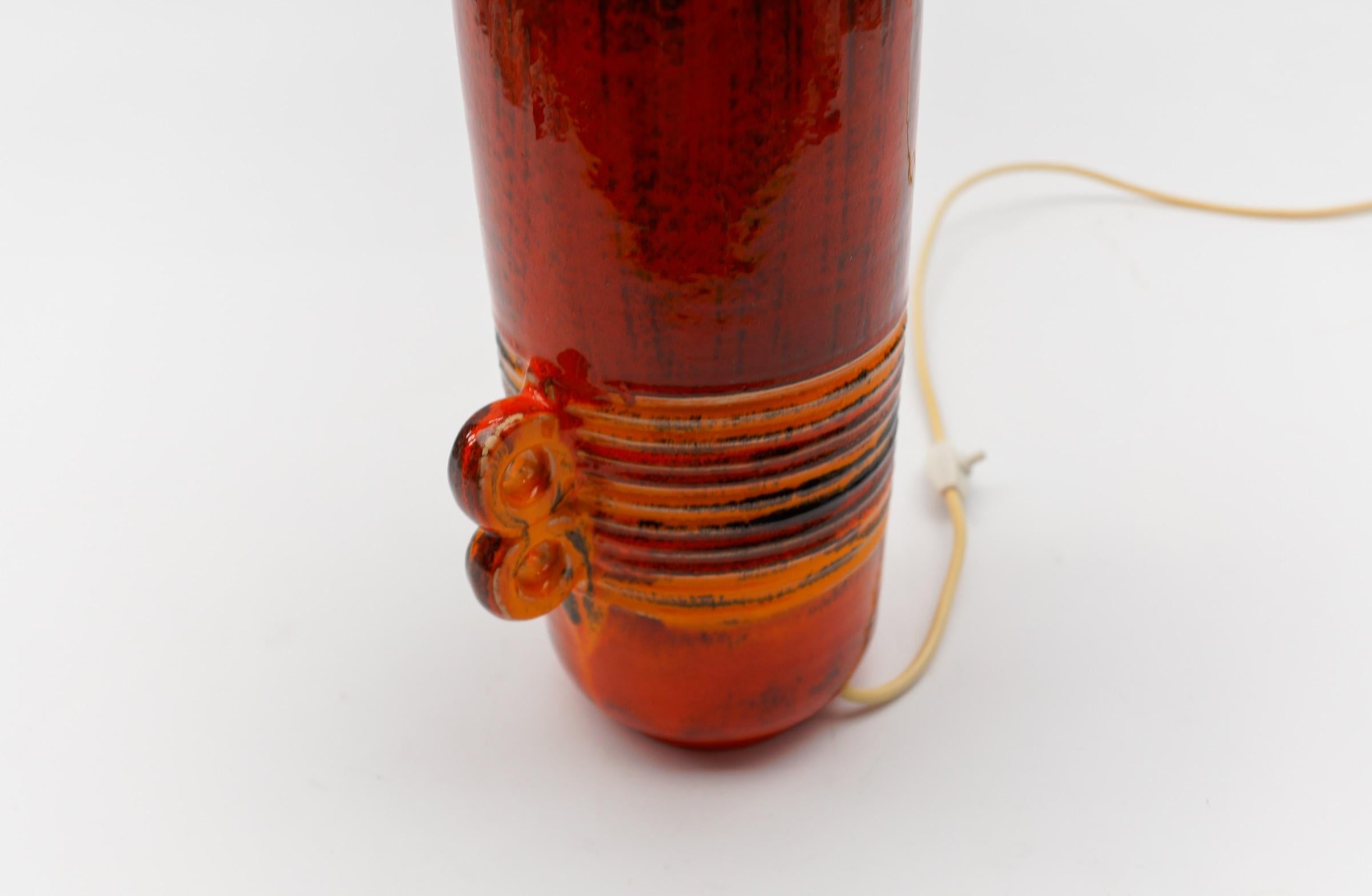 Very Rare Lovely Orange Ceramic Table Lamp Base, Italy 1960s 3