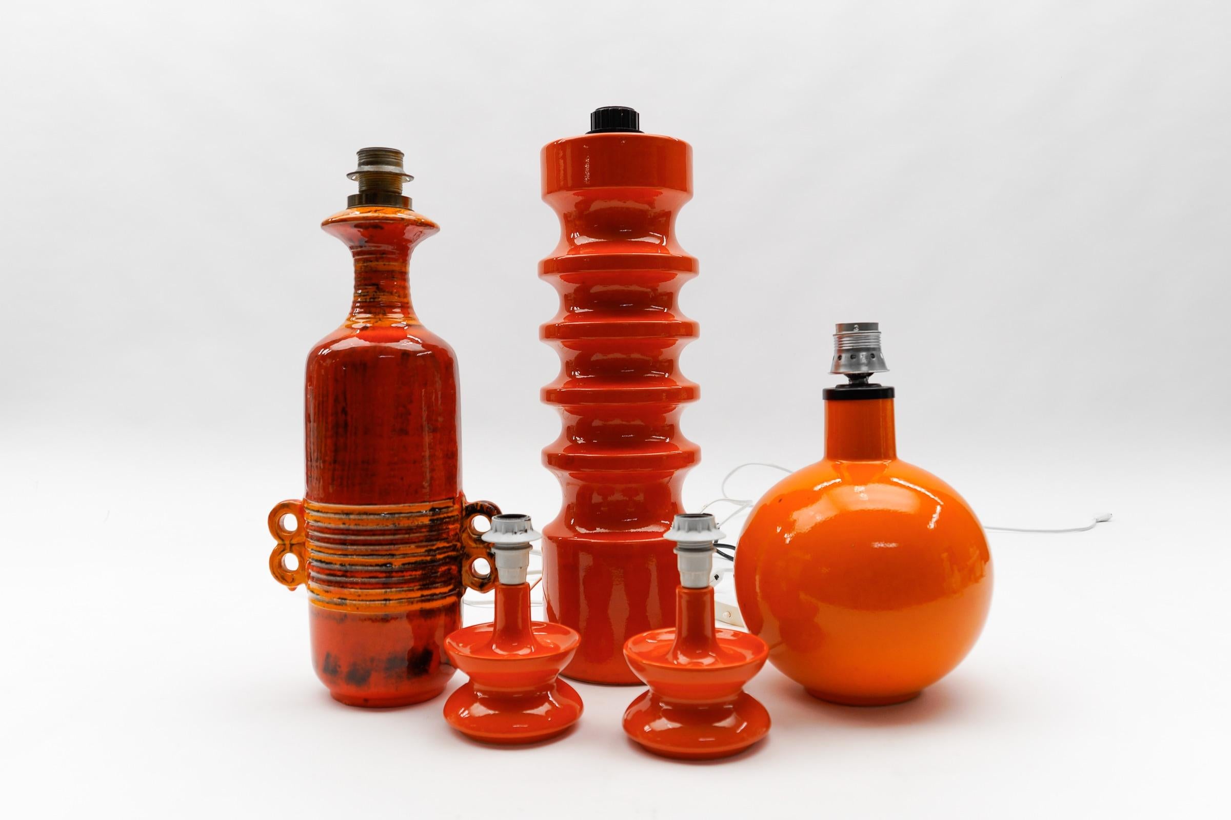 Sehr seltene, schöne orangefarbene Keramik-Tischlampe-Sockel, Italien 1960er Jahre im Angebot 4