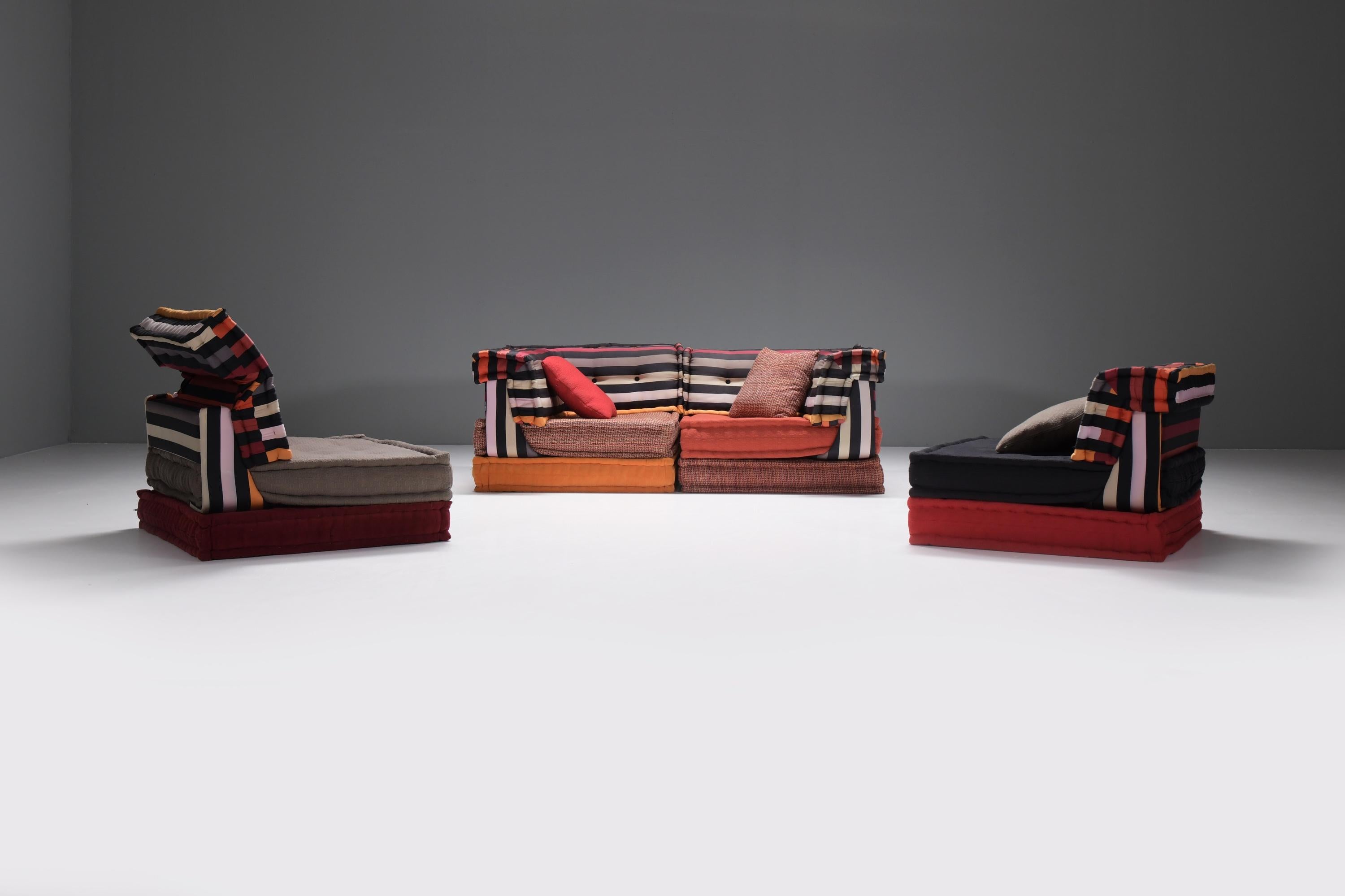 Fabric Very rare Mah Jong ‘Sonia Rykiel’ modular sofa by Hans Hopfer for Roche Bobois
