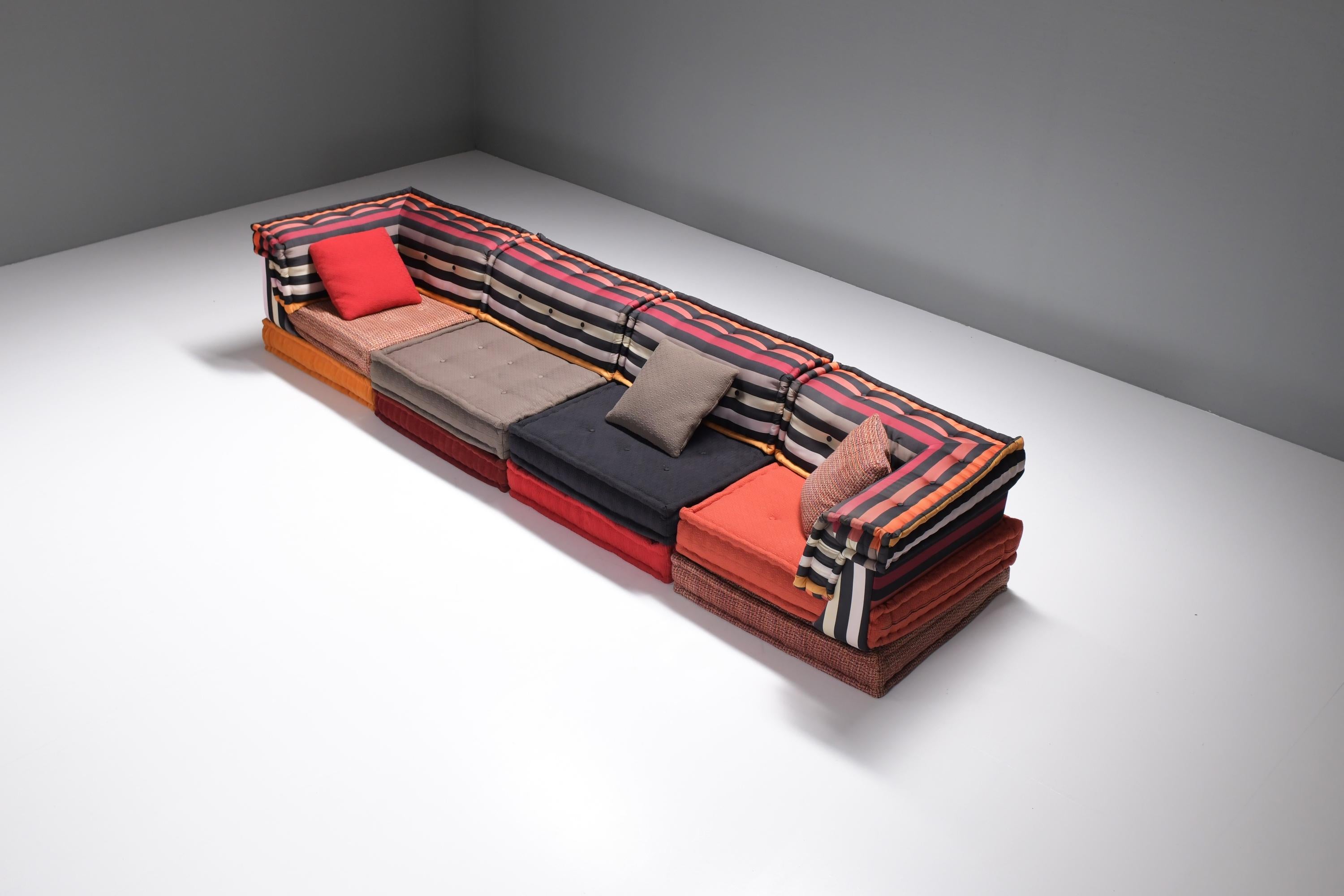Mid-Century Modern Très rare canapé modulable Mah Jong 'Sonia Rykiel' par Hans Hopfer pour Roche Bobois