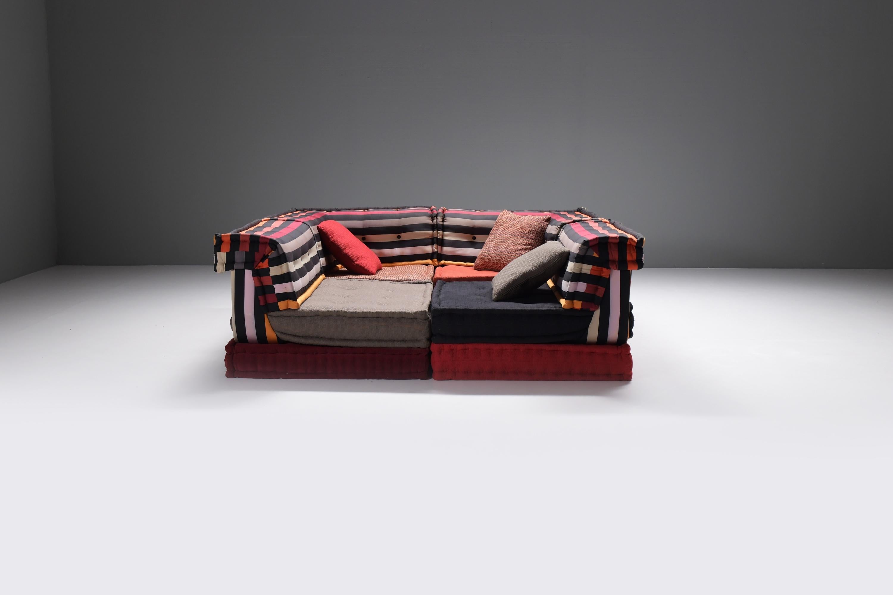 Fabric Very rare Mah Jong ‘Sonia Rykiel’ modular sofa by Hans Hopfer for Roche Bobois