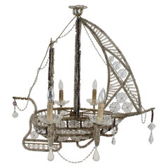 Very Rare Maison Baigues Beaded Ship-Form Chandelier