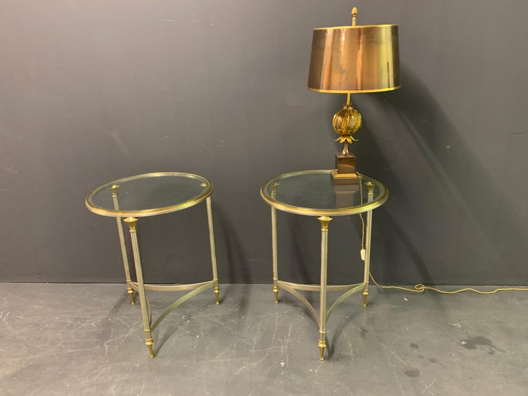 Hollywood Regency Very Rare Maison Charles Pair of Directoire End or Side Tables For Sale