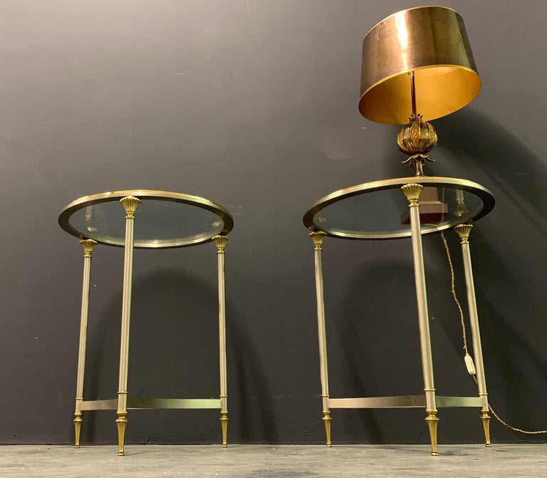 French Very Rare Maison Charles Pair of Directoire End or Side Tables For Sale