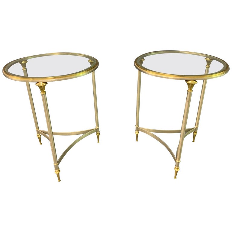 Very Rare Maison Charles Pair of Directoire End or Side Tables For Sale