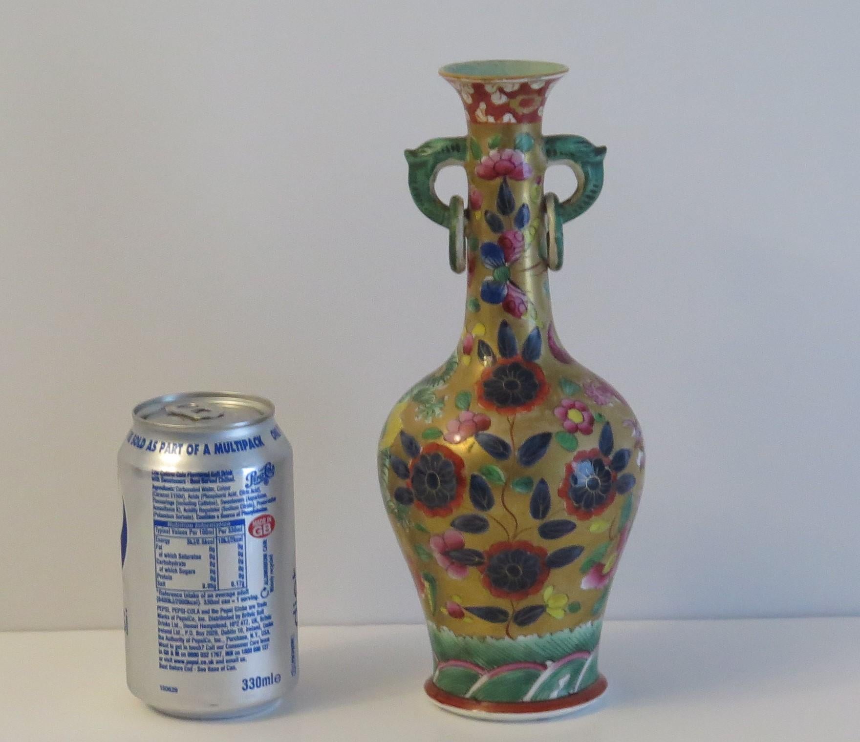 Très rare vase bouteille Mason's Ironstone à motif de dragon chinois, datant d'environ 1820 en vente 7