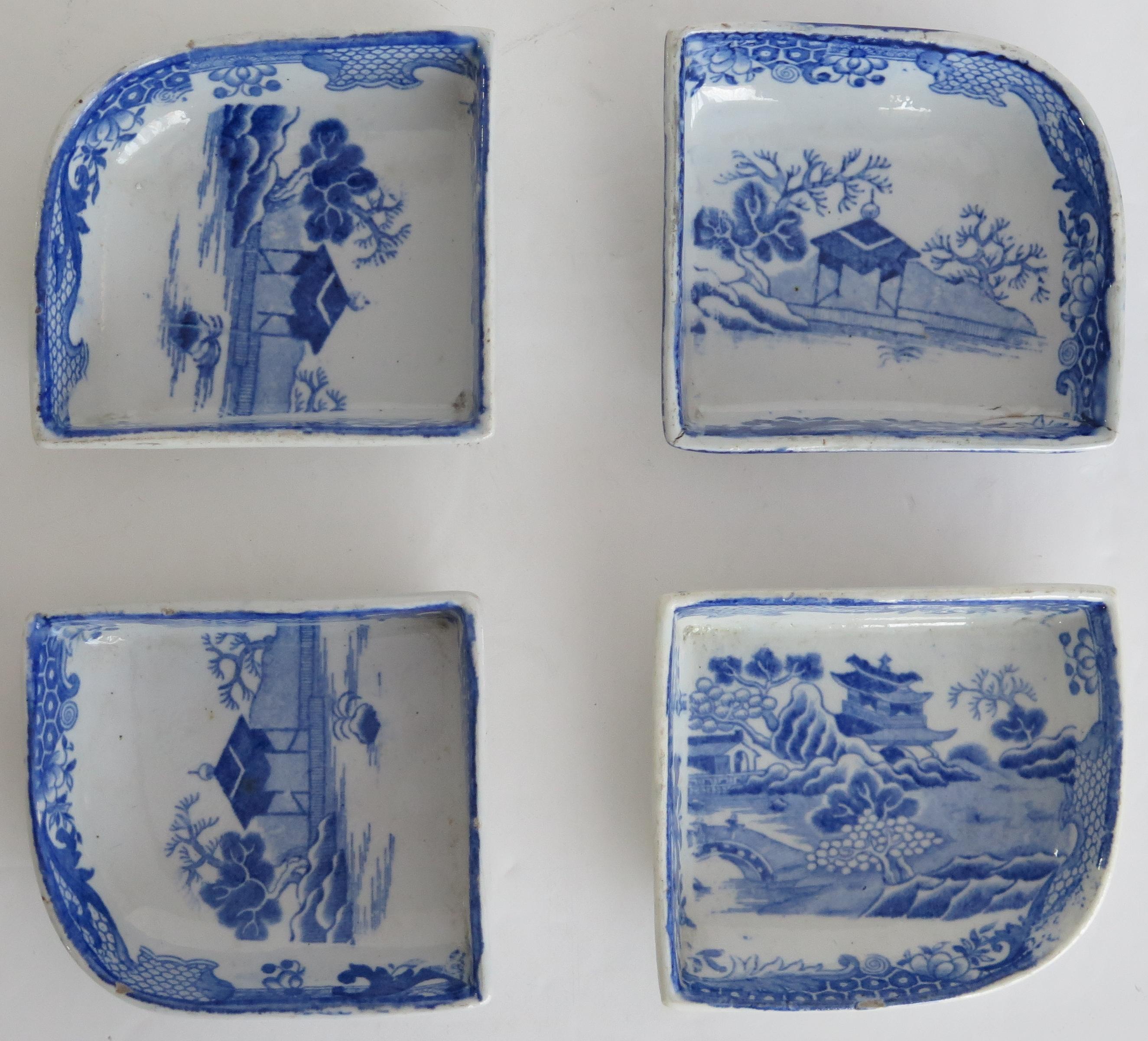 Very Rare Masons Ironstone Serving Platter & four Dishes Turner Willow, Ca 1820 1