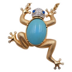 Vintage Very Rare Massive Frog Brooch and Necklace Christian Dior 1980's