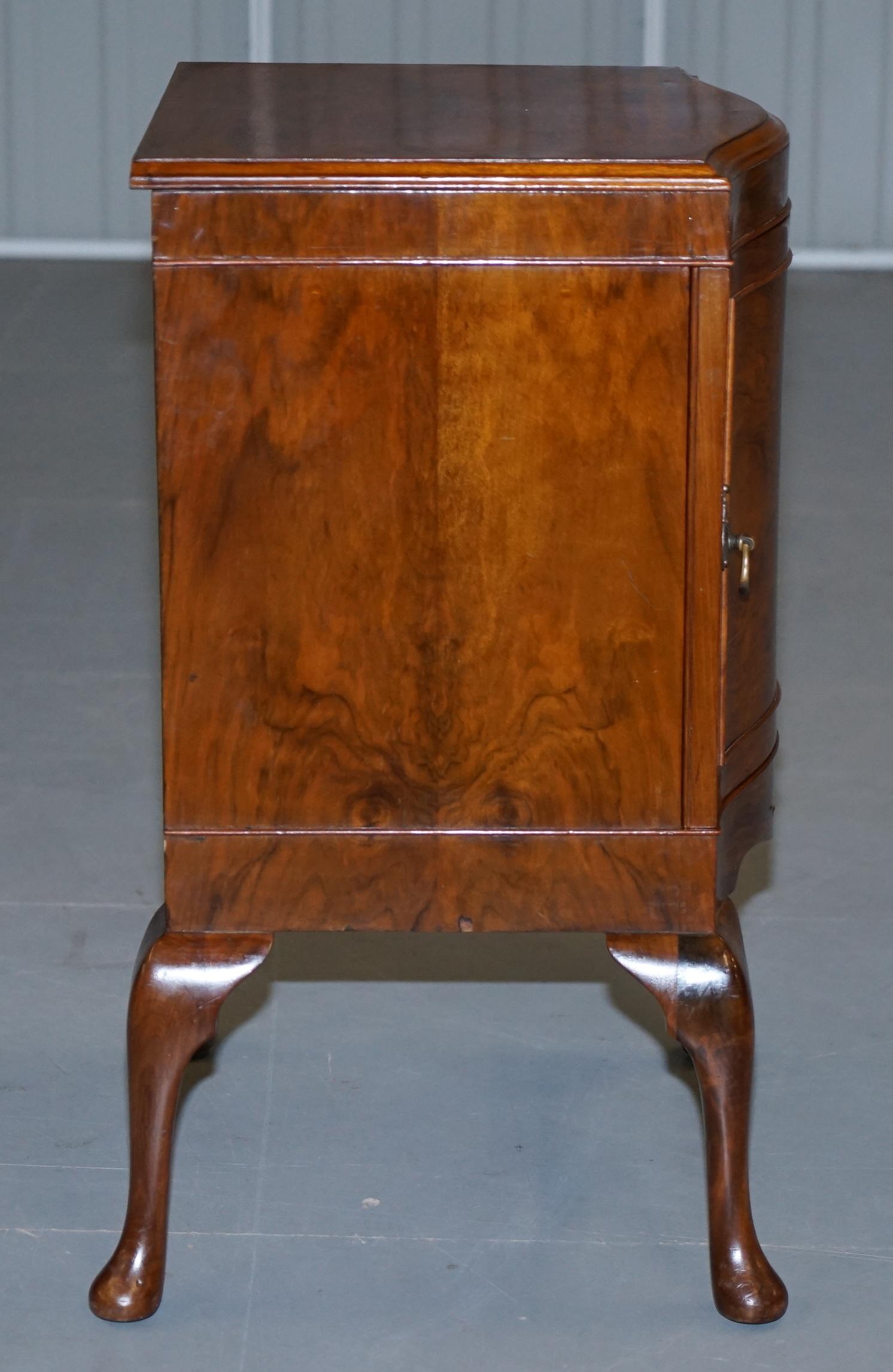 Very Rare Maurice Adams Art Deco Burr Walnut Bedside or Side End Lamp Wine Table For Sale 6