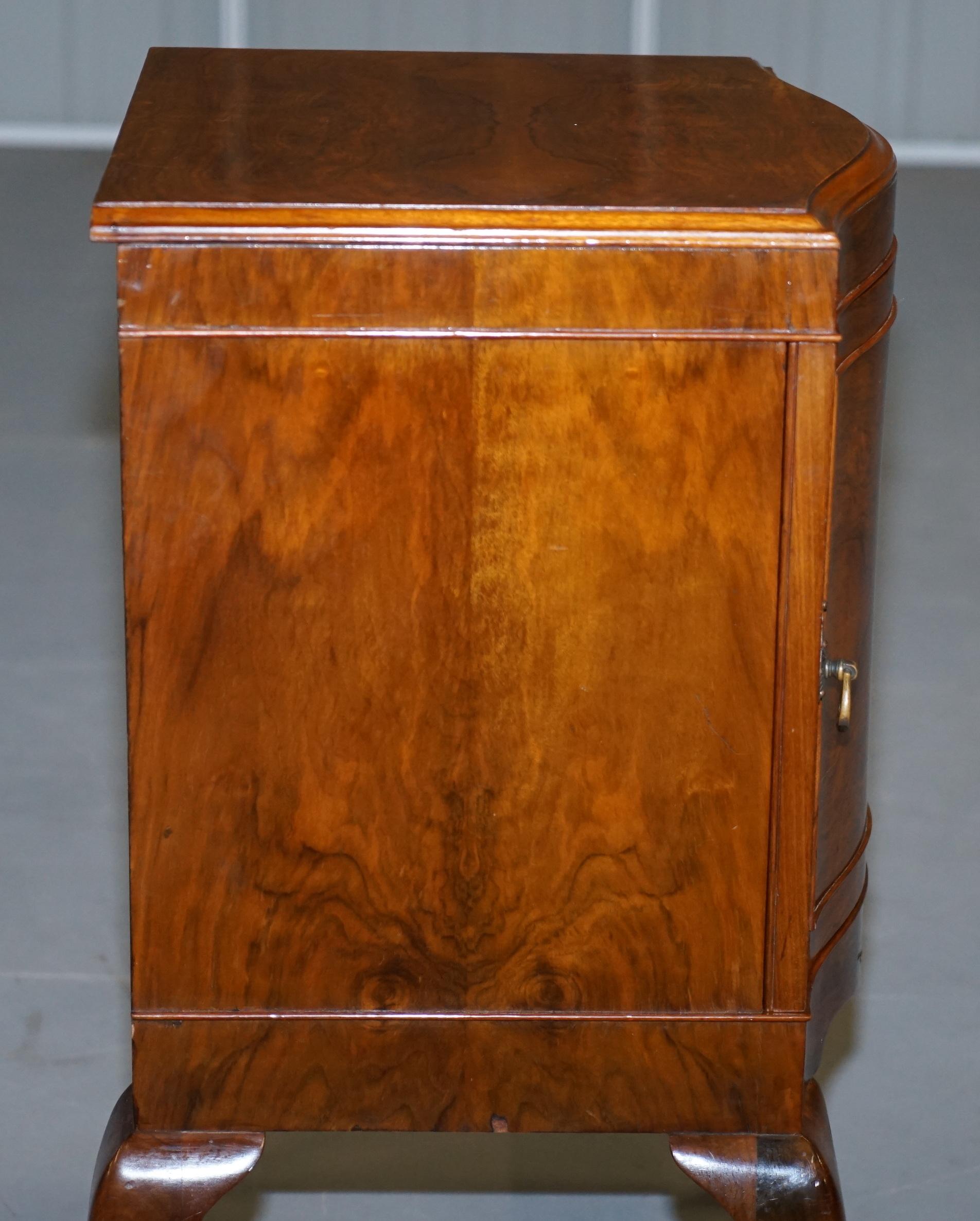 Very Rare Maurice Adams Art Deco Burr Walnut Bedside or Side End Lamp Wine Table For Sale 7