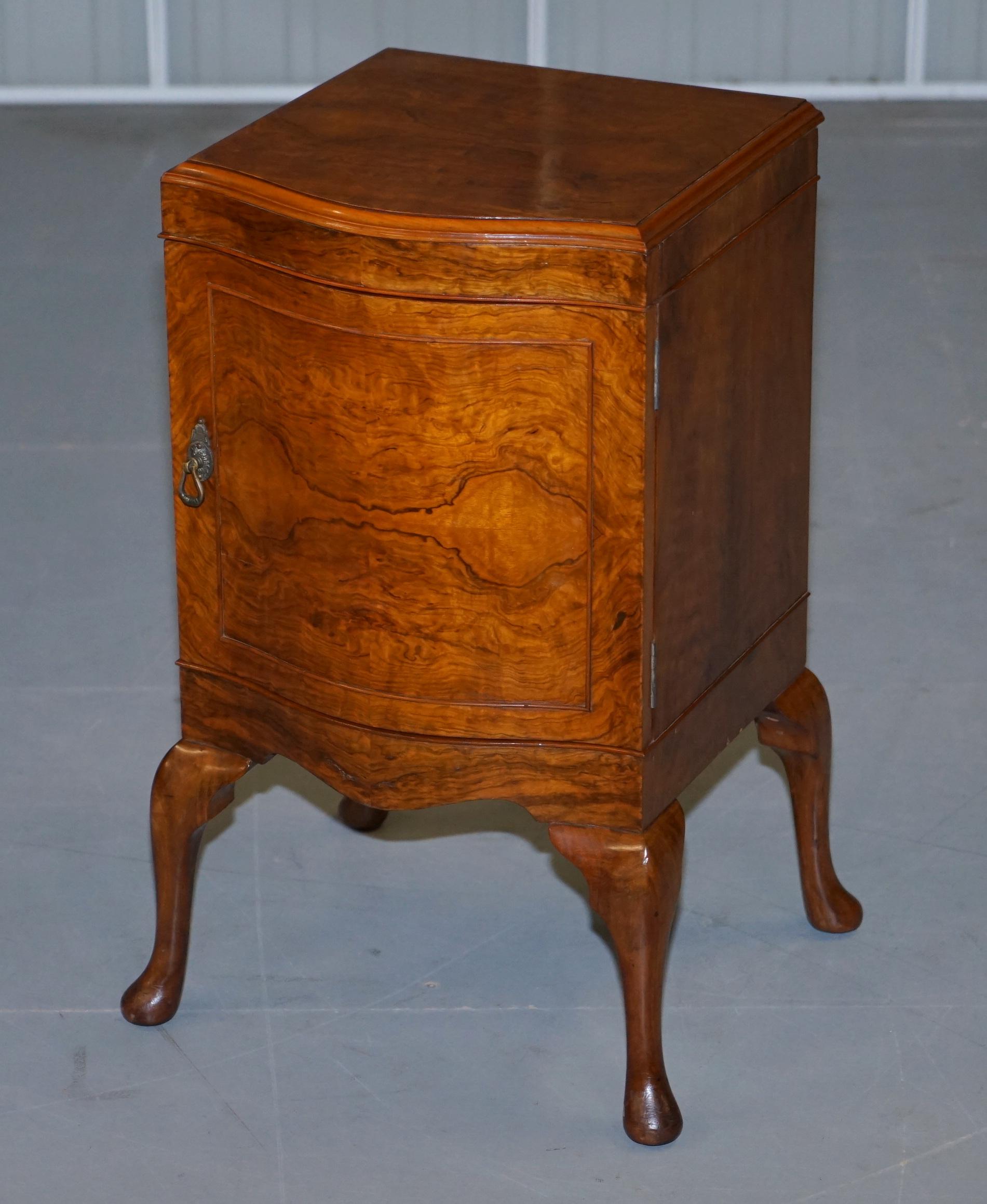 English Very Rare Maurice Adams Art Deco Burr Walnut Bedside or Side End Lamp Wine Table