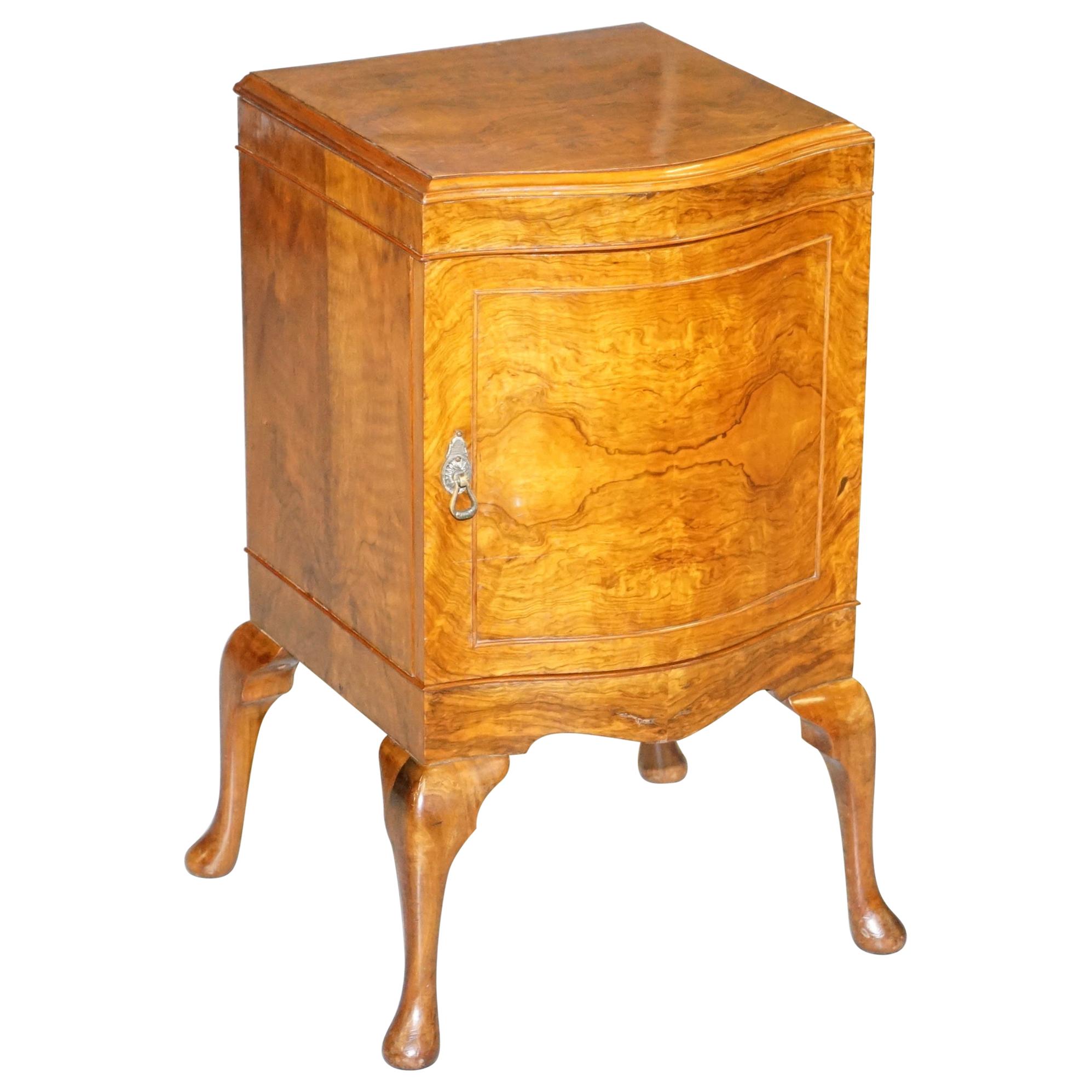 Very Rare Maurice Adams Art Deco Burr Walnut Bedside or Side End Lamp Wine Table