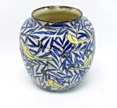 Sehr seltene Jugendstilvase von Max Laeuger mit Vogelmotiven