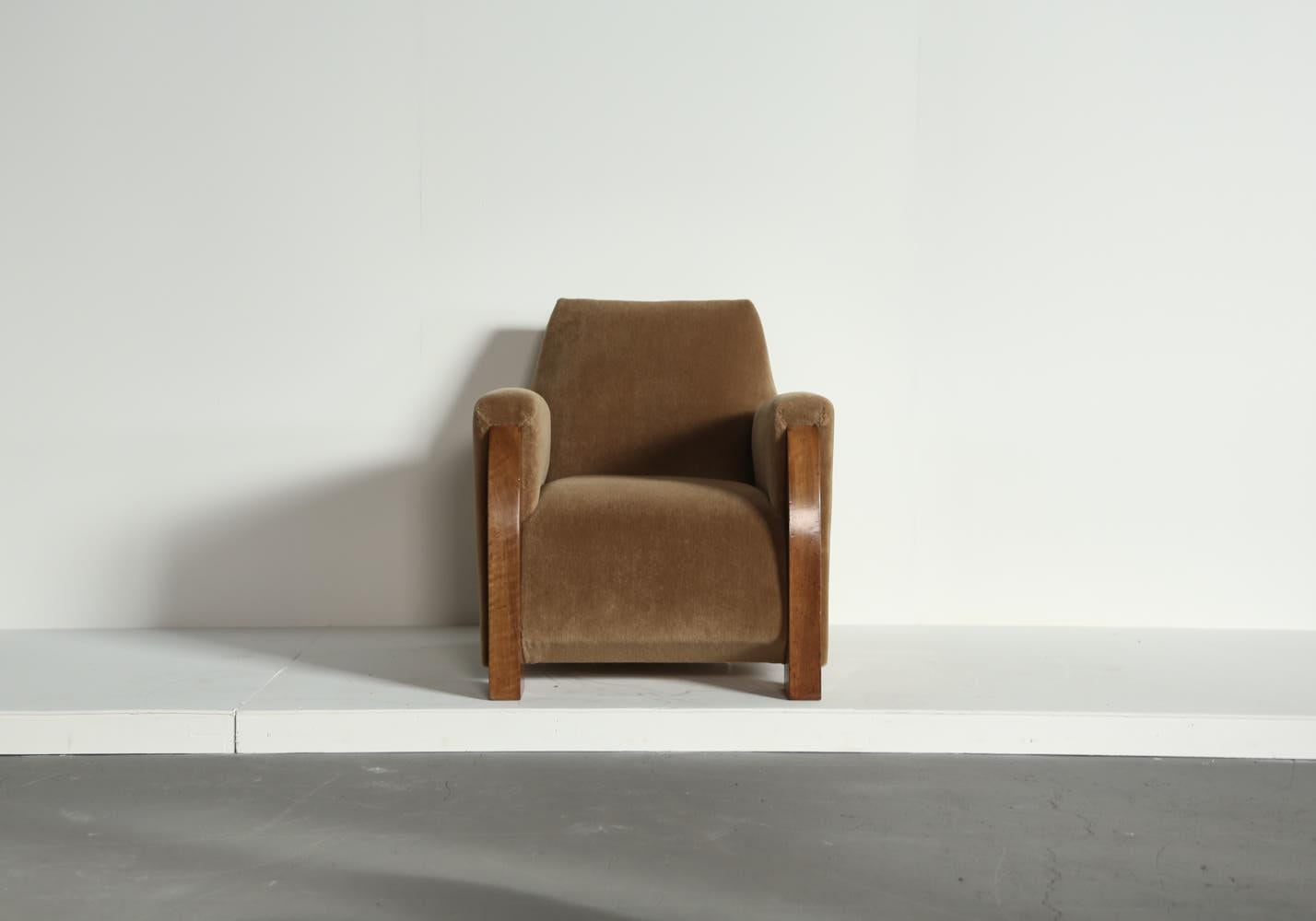 Fabric Very Rare Michel Dufet Art Deco Chair, France, 1940s For Sale