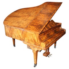 Very rare mid 19th Century burl walnut baby grand piano by Collard and Collard