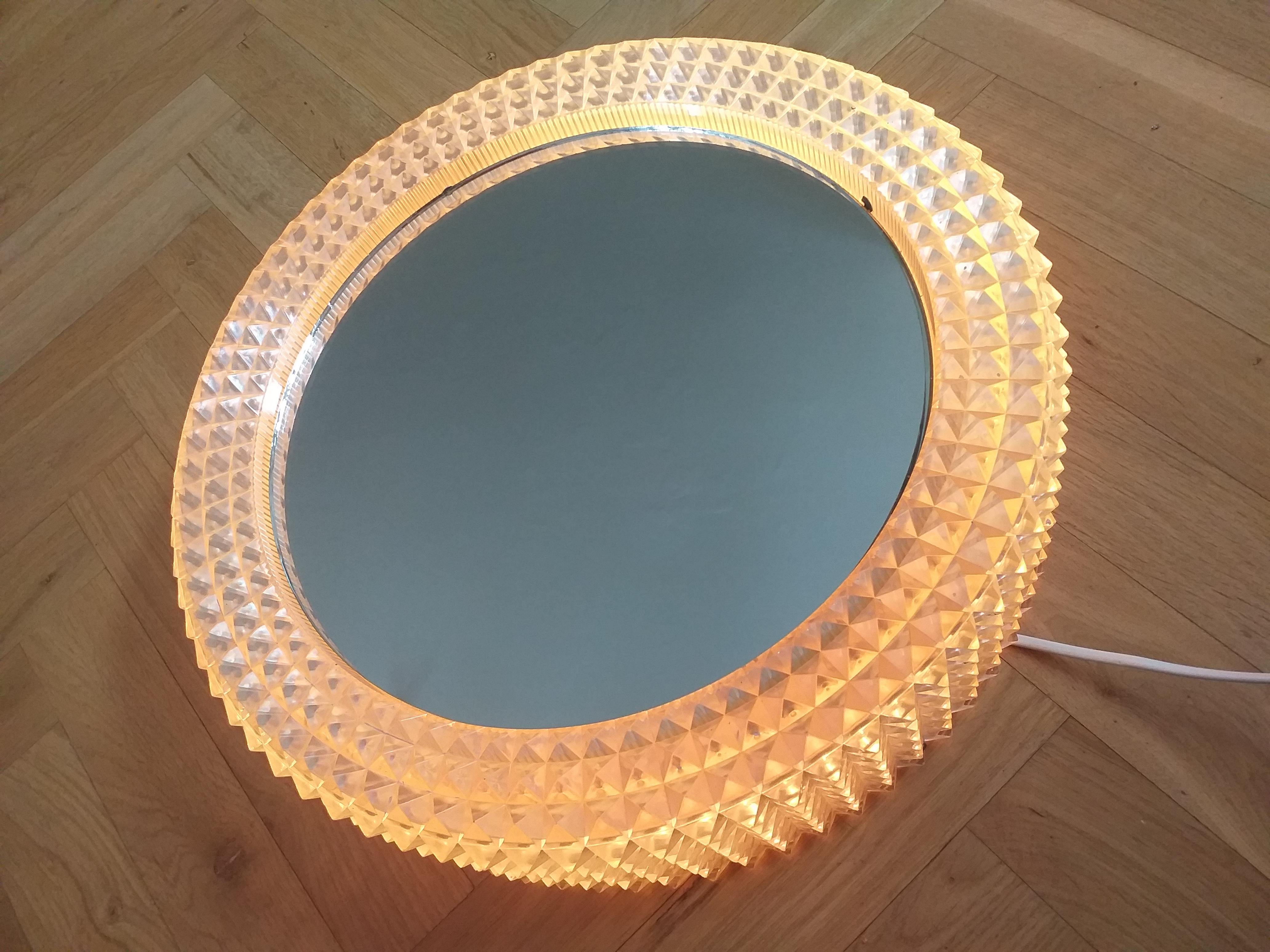Very Rare Midcentury Backlit Mirror, 1970s For Sale 3