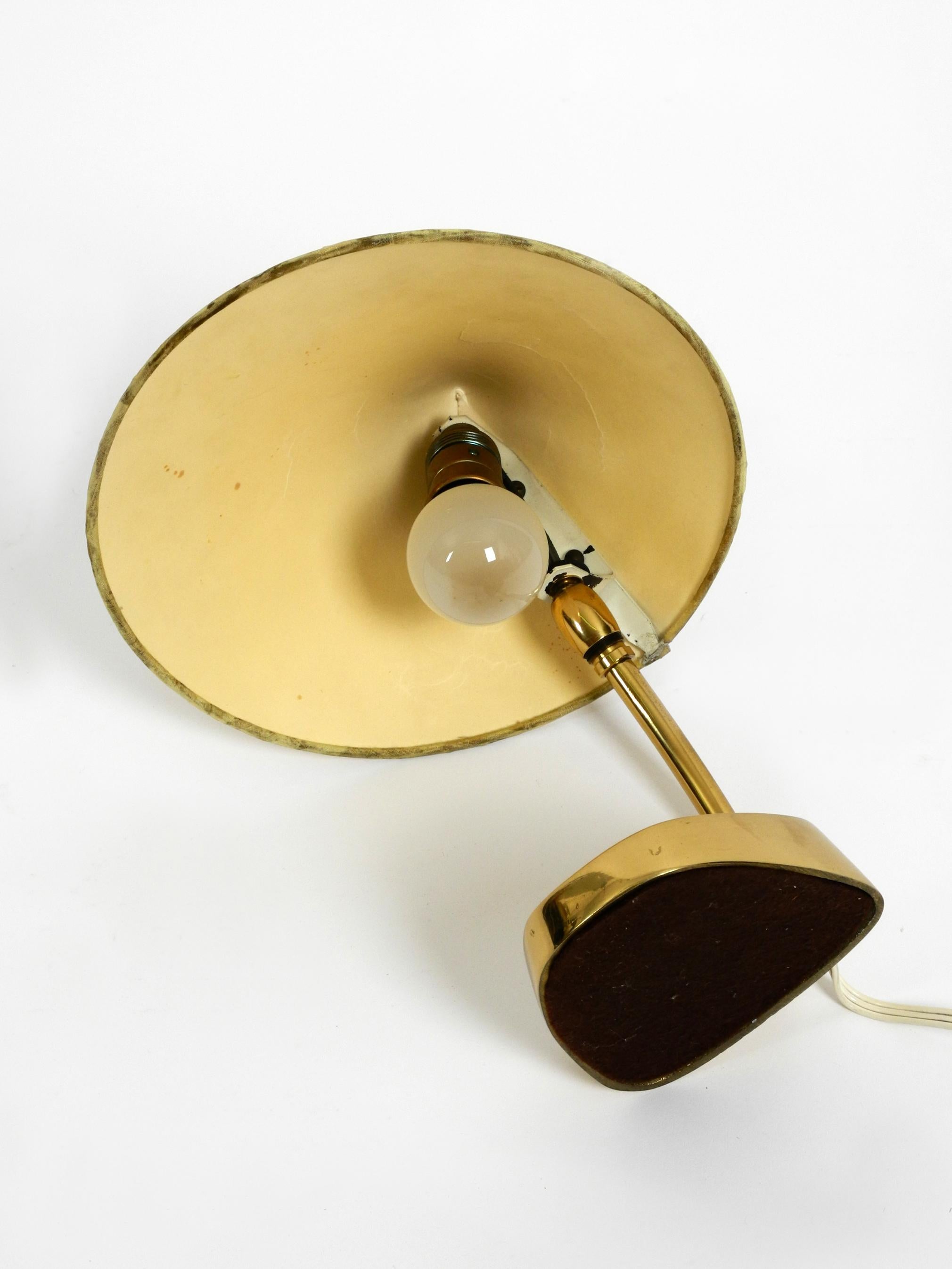 Very Rare Midcentury Brass Table Lamp with Fabric Shade by J. T. Kalmar Austria For Sale 3