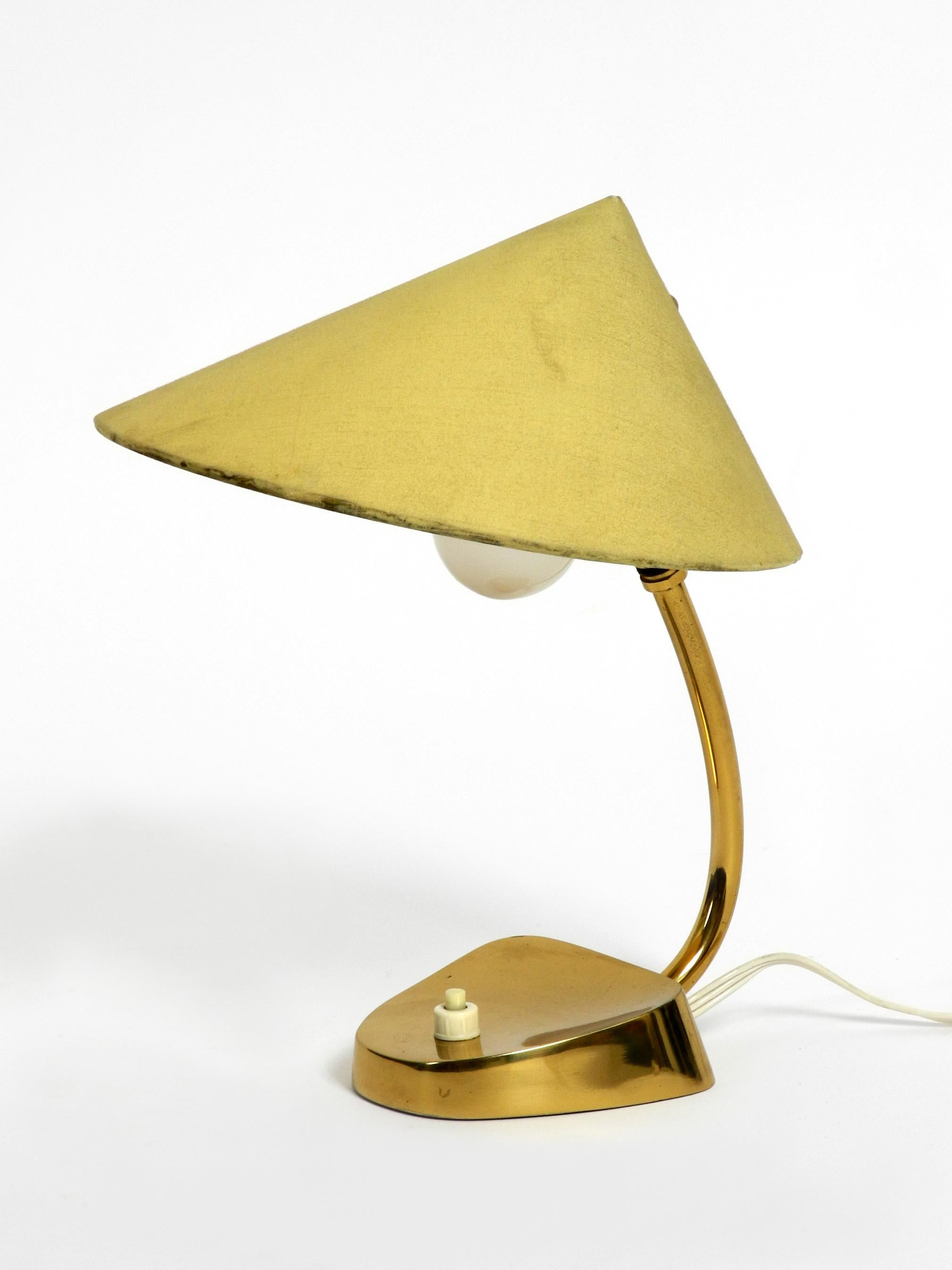 Very Rare Midcentury Brass Table Lamp with Fabric Shade by J. T. Kalmar Austria For Sale 4