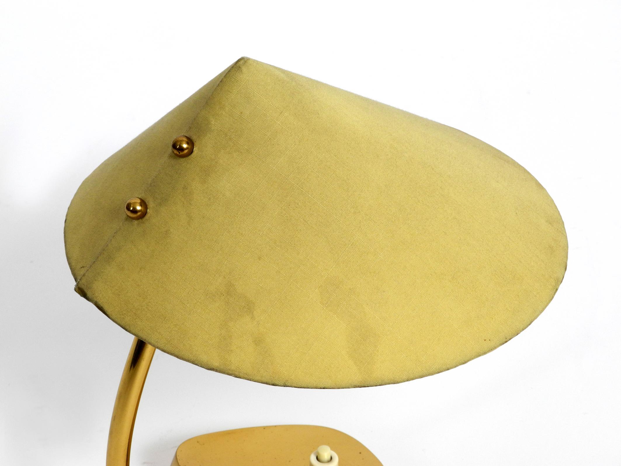 Very Rare Midcentury Brass Table Lamp with Fabric Shade by J. T. Kalmar Austria For Sale 1