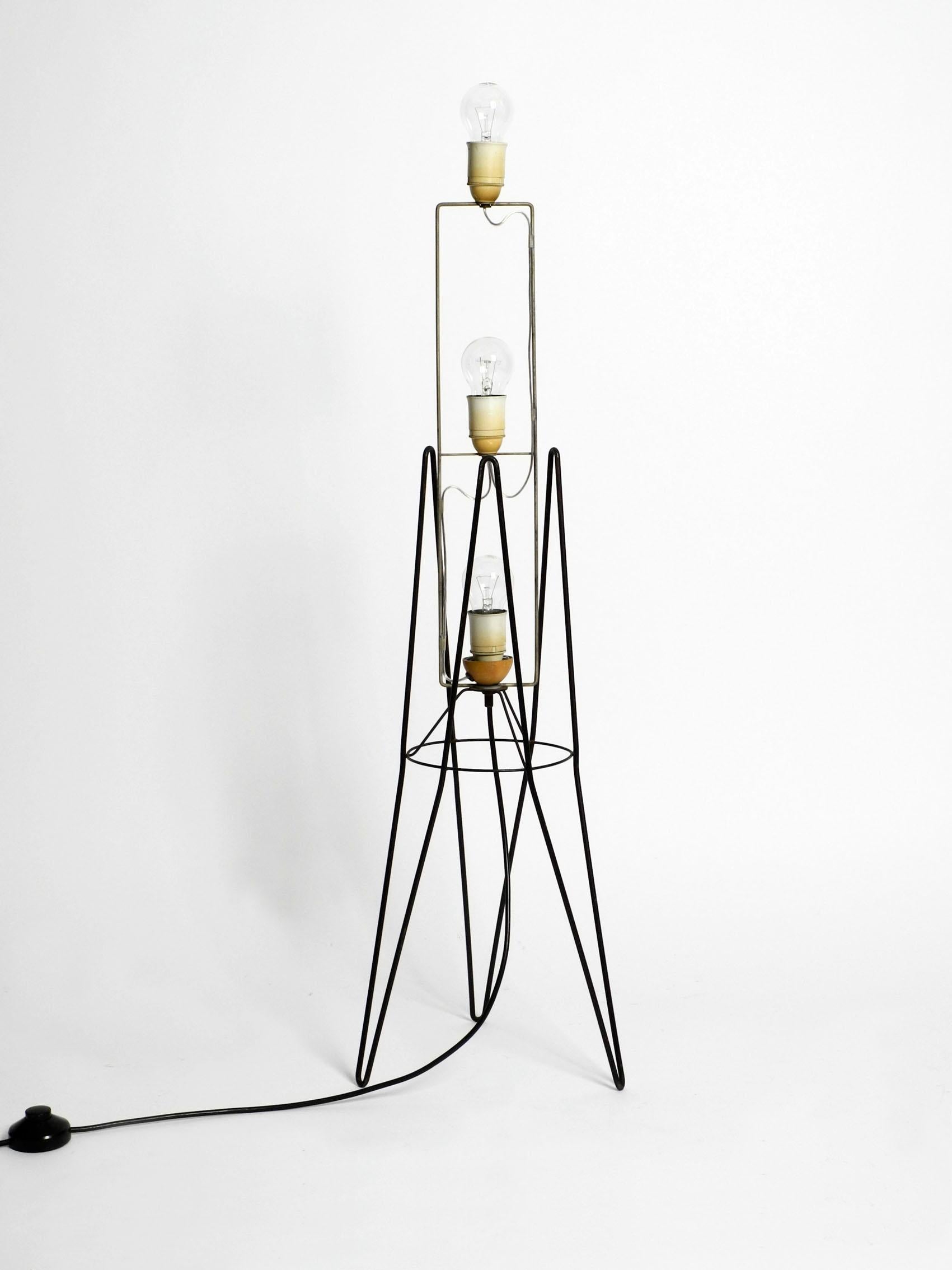Very Rare Midcentury Italian Modern Floor Lamp with Fiberglass Shade and Metal 1