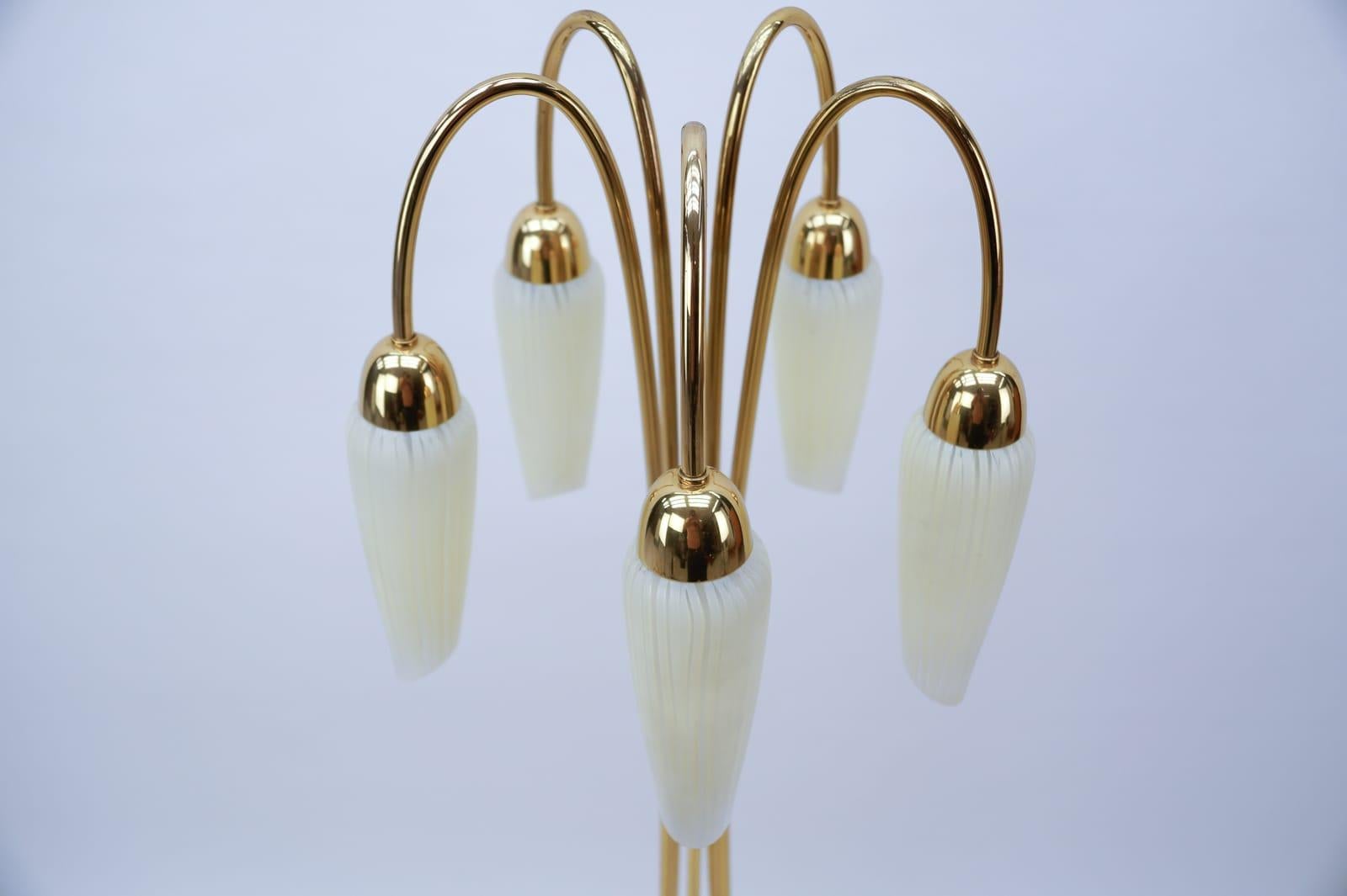 Very Rare Mid-Century Modern Floor Lamp with Five Glass Shades, 1950s Italy For Sale 1